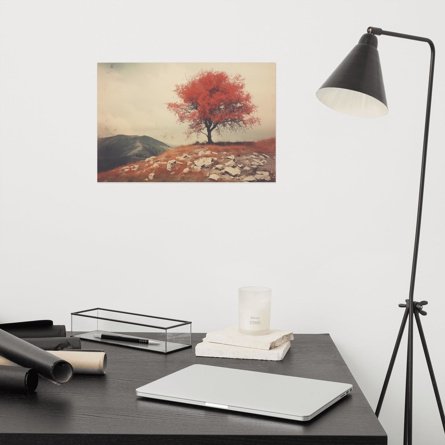 Country Wall Decoration: Crimson Peak Minimal Botanical Retro Subdued Photorealism - Digital Artwork Loose Art Print