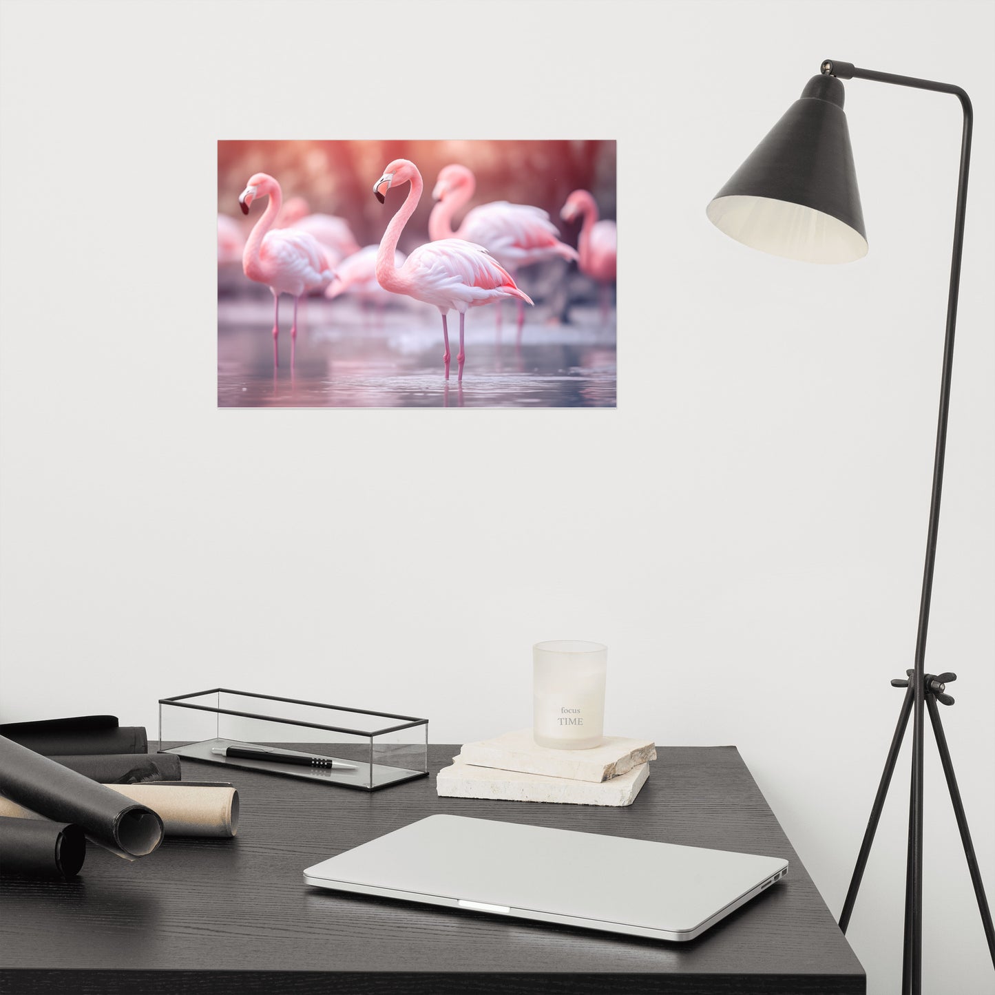 Harmony in Pink Wildlife Photorealistic Coastal Digital Artwork Loose Art Print