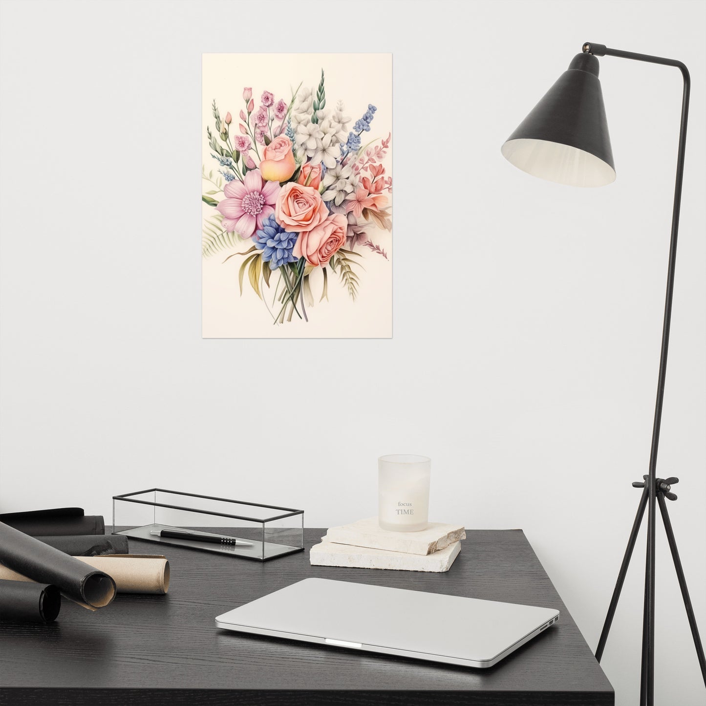 Impressionistic Floral Study Colorful Bouquet Color Pencil Drawing - Digital Artwork Loose Art Print