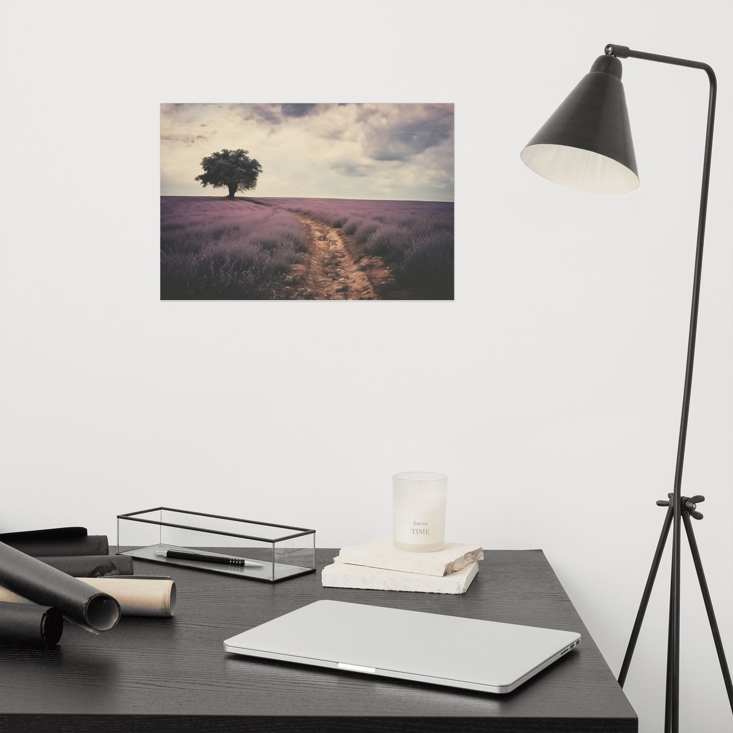 Lavender Dreamscape Minimal Floral Botanical Retro Subdued Photorealism - Digital Artwork Loose Art Print