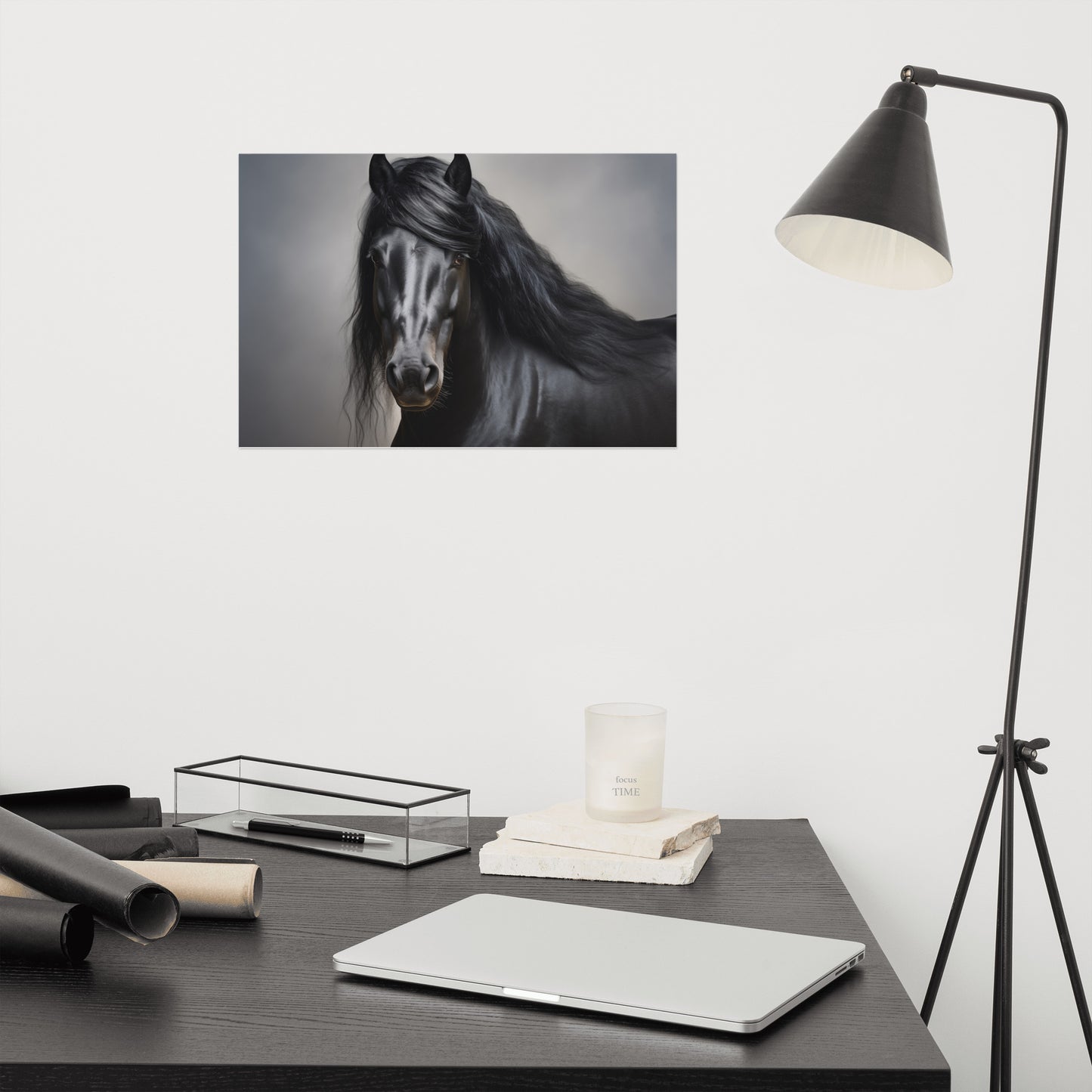 Black Beauty's Gaze Photorealistic Painting - Digital Artwork Loose Art Print