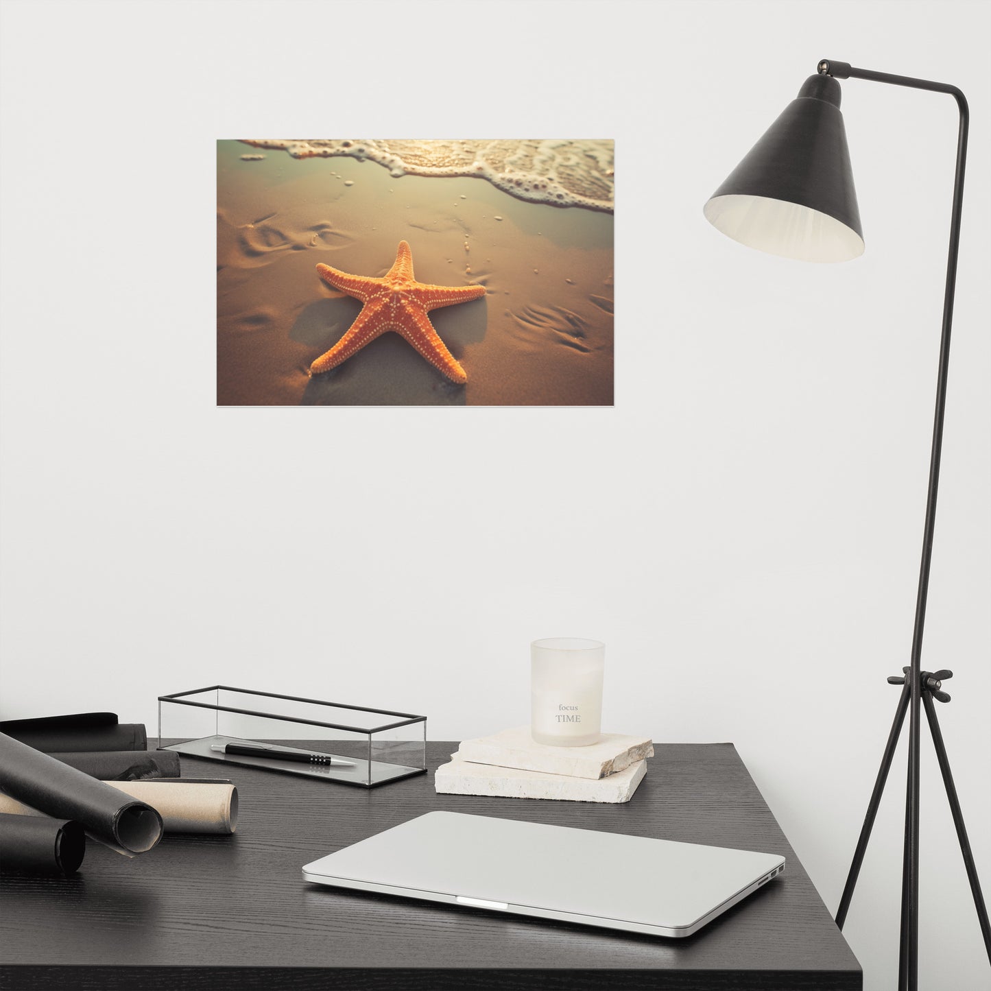 Star of the Shore Starfish on Beach Photorealism - Digital Artwork Loose Art Print