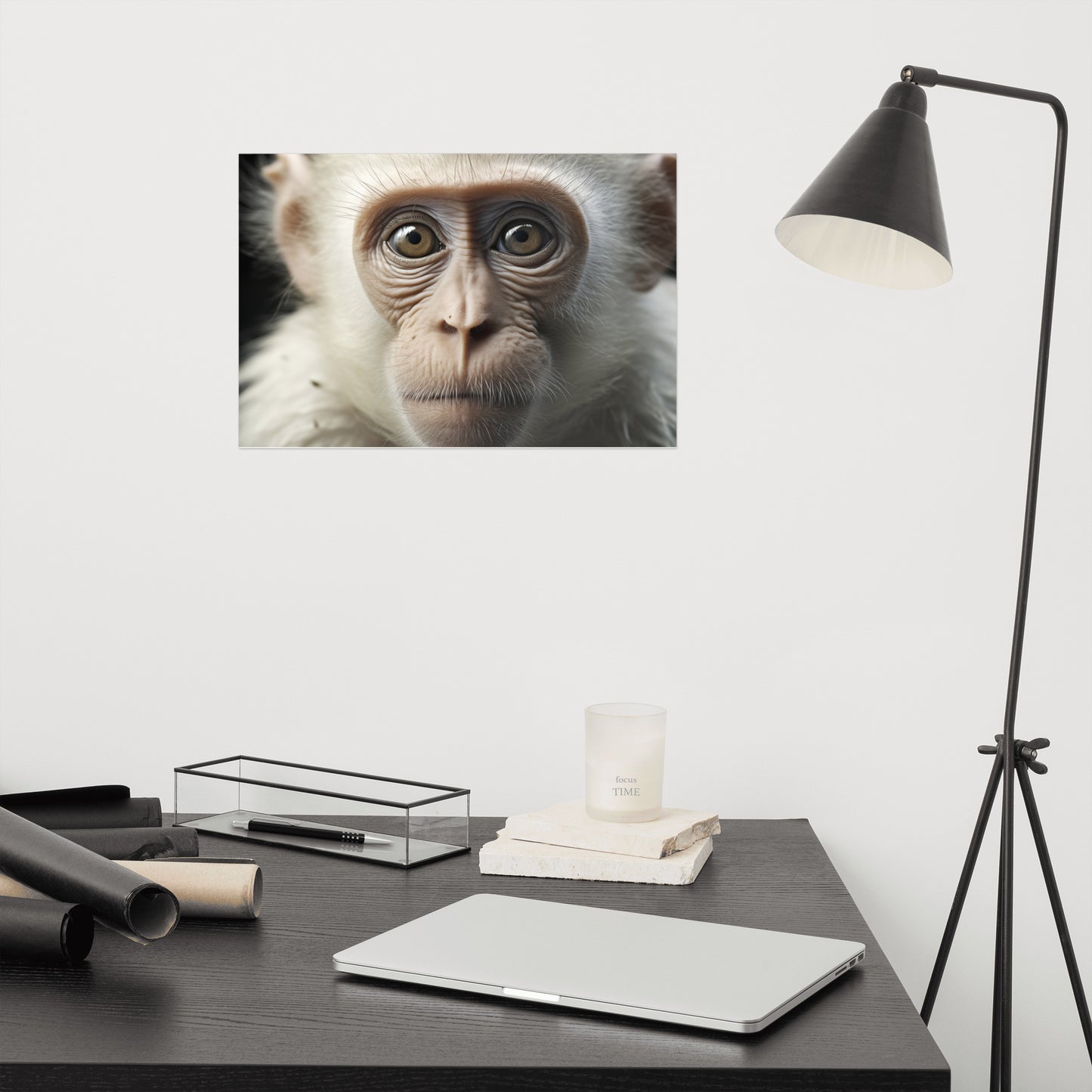 The Curious Gaze of a Monkey - Monkey Close-up Photorealism - Digital Artwork Loose Art Print