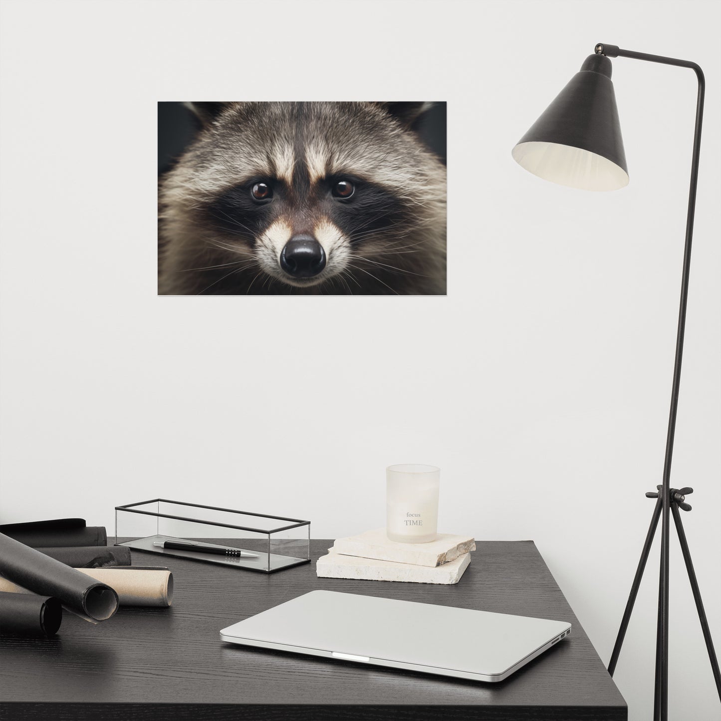 The Curious Raccoon Portrait Photorealism - Digital Artwork Loose Art Print