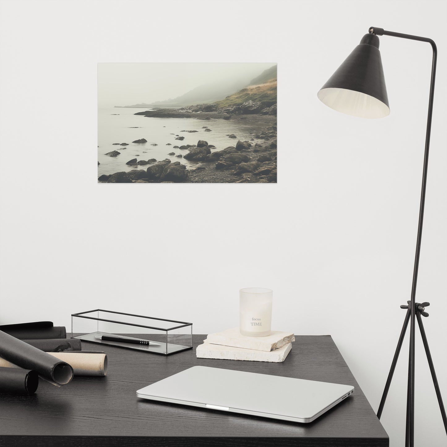 Vintage Coastline Subdued Retro Photorealism - Digital Artwork Loose Art Print