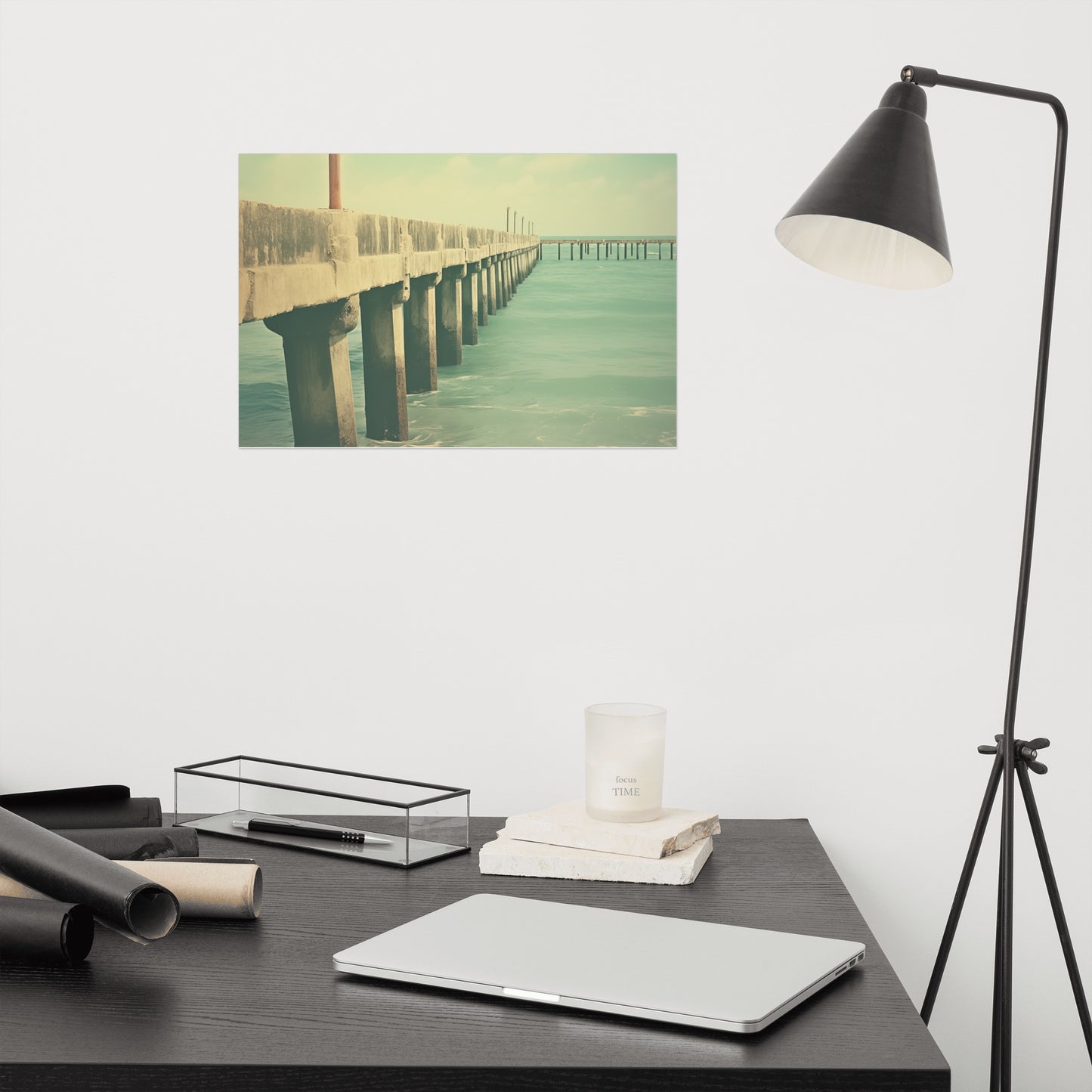 Vintage Paradise Subdued Retro Coastal Photorealistic Digital Artwork Loose Art Print