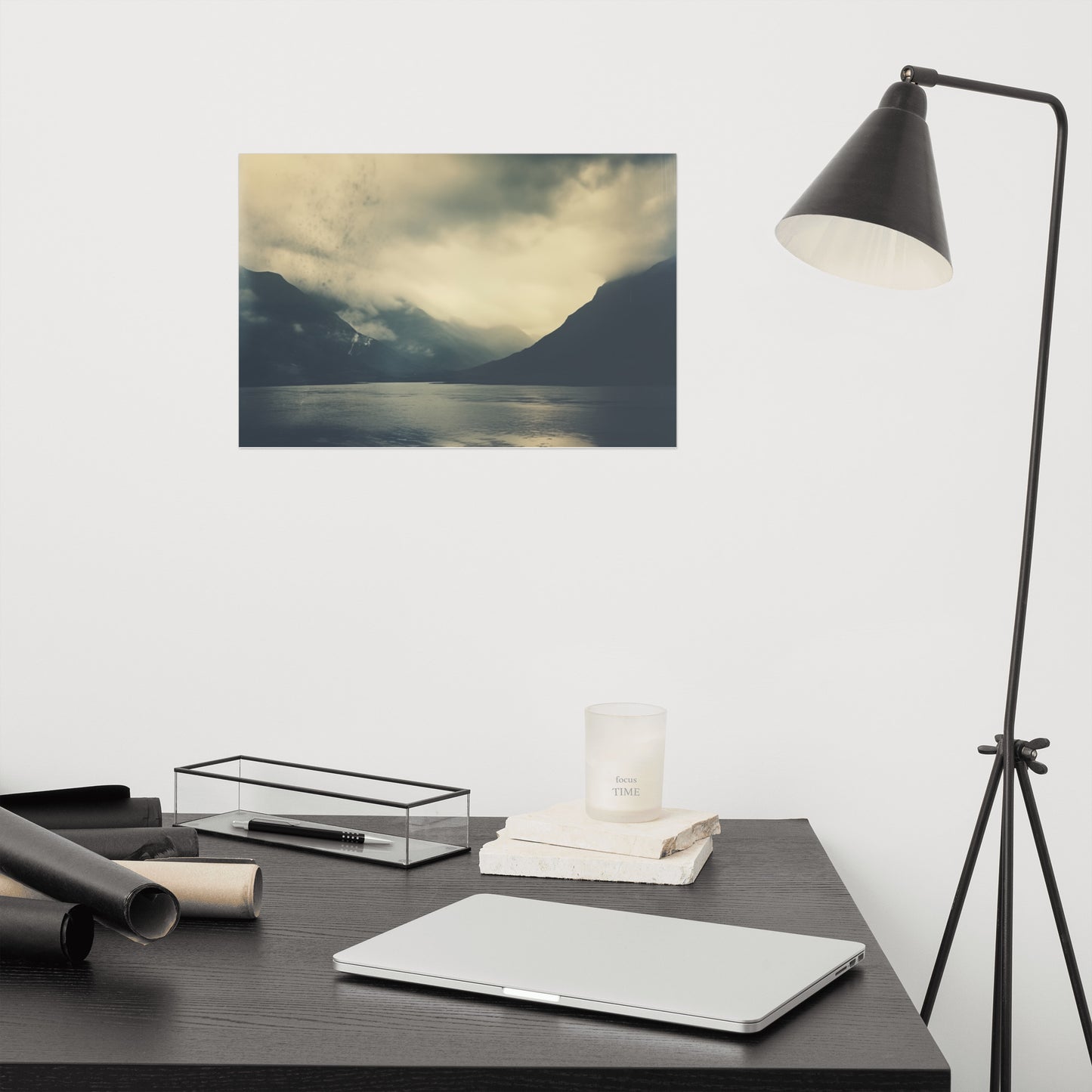 Where Rivers Meet Mountains Vintage Subdued Photorealism - Digital Artwork Loose Art Print
