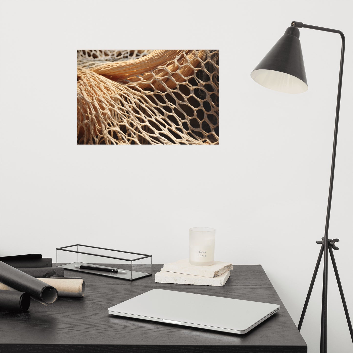 Woven Dreams Fishing Net Abstract Photorealism - Digital Artwork Loose Art Print