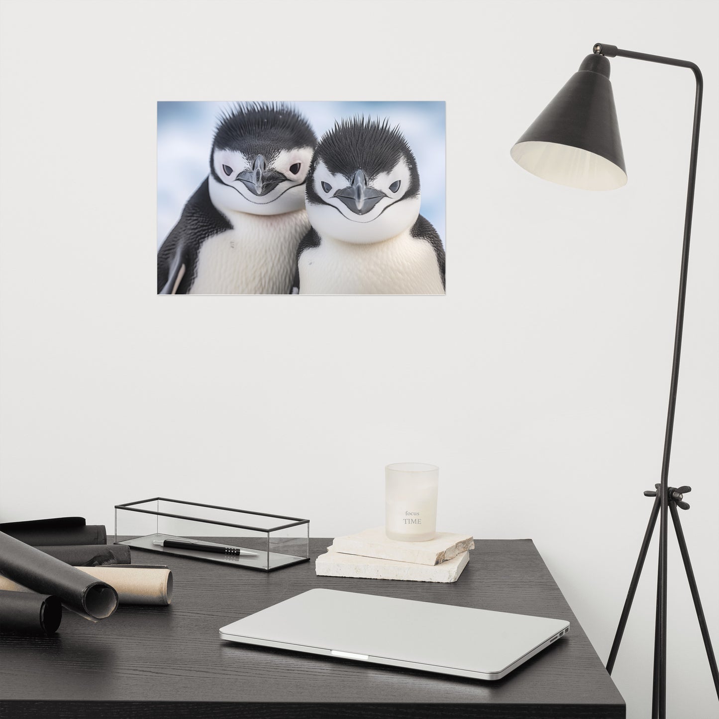 Young Penguin with Inquisitive Eyes Photorealism - Digital Artwork Loose Art Print
