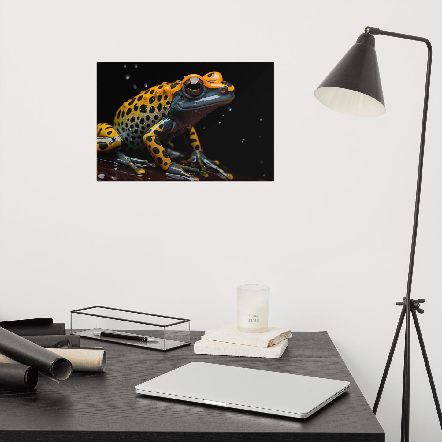 Vibrant Visitor Poison Dart Frog Close-up Photorealism - Digital Artwork Loose Art Print