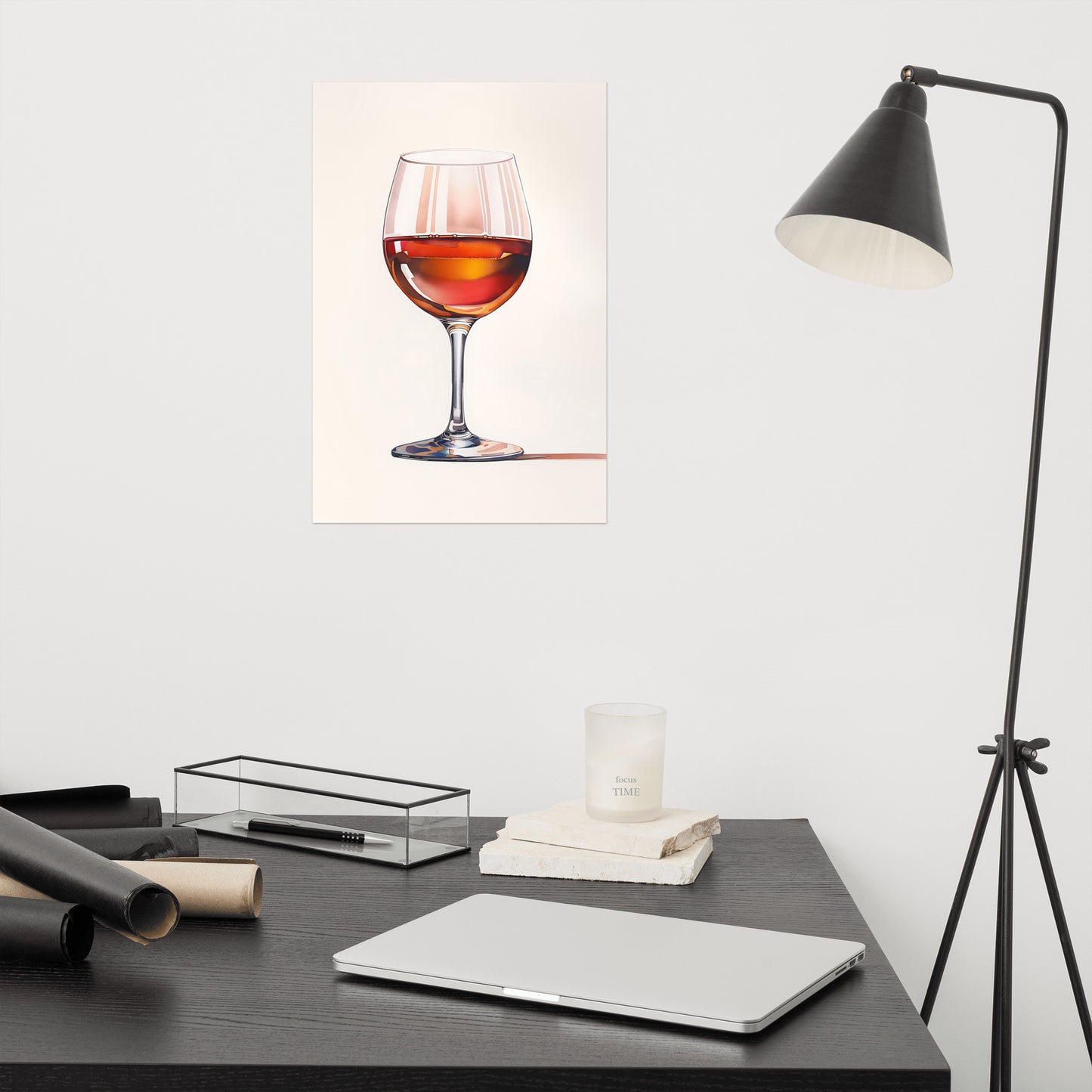 Wine Glass Minimal Watercolor Painting - Digital Artwork - Unframed Print