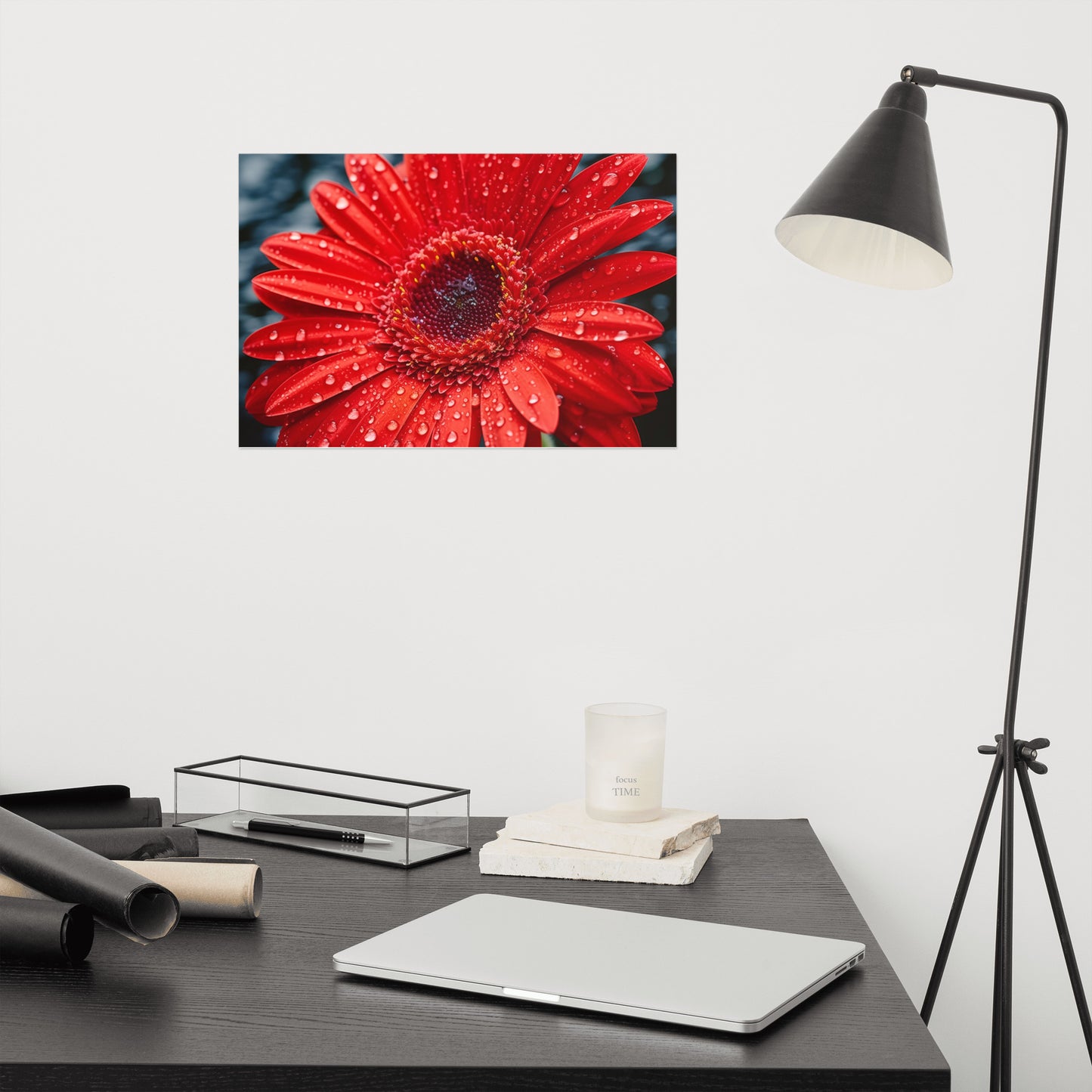 After the Rain Gerbera Daisy Realism Painting Digital Artwork Loose Art Print