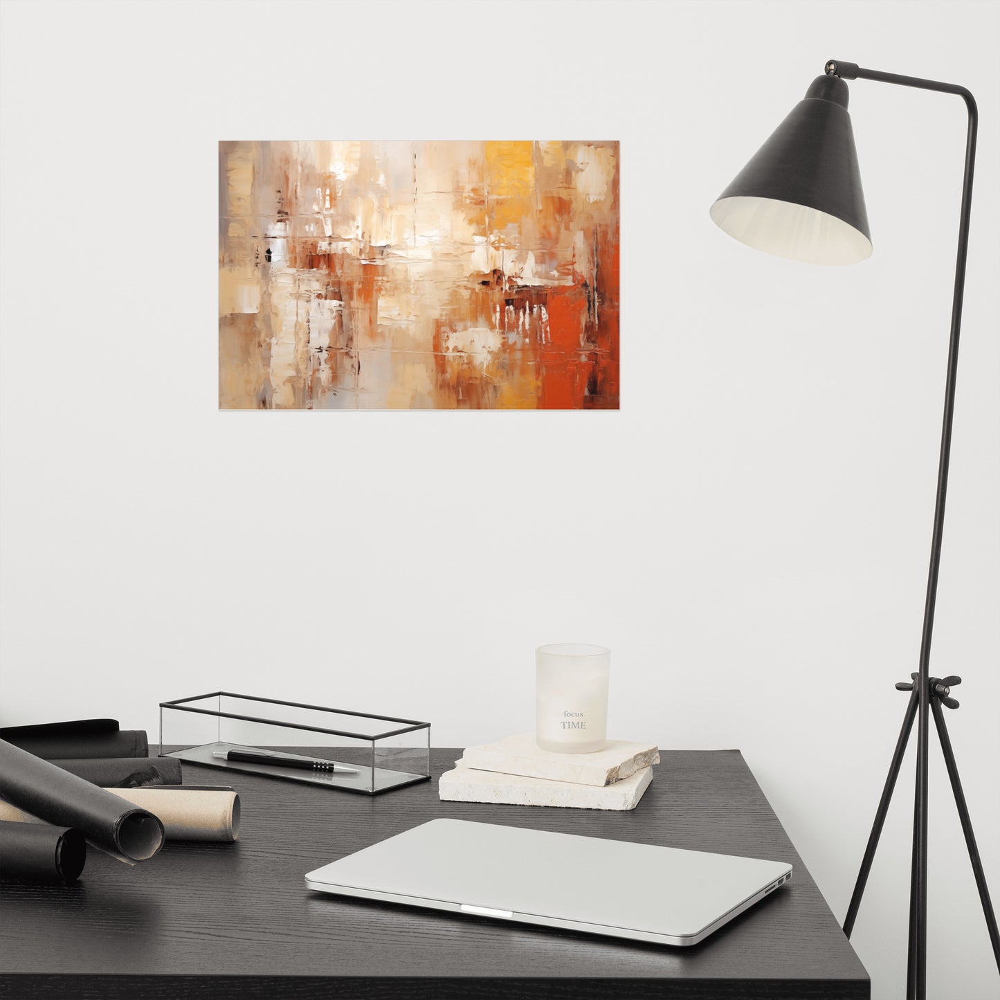Amber Echoes Abstract Painting Digital Artwork Loose Art Print