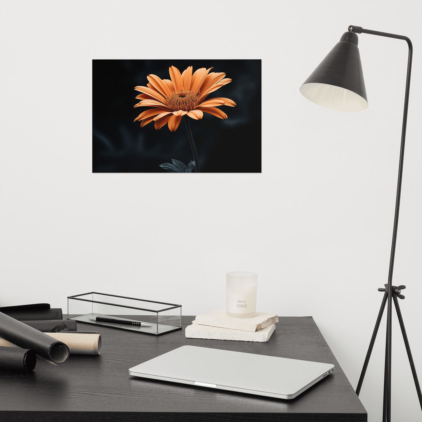 Amber Embrace Floral Photorealistic Digital Artwork Loose Art Print