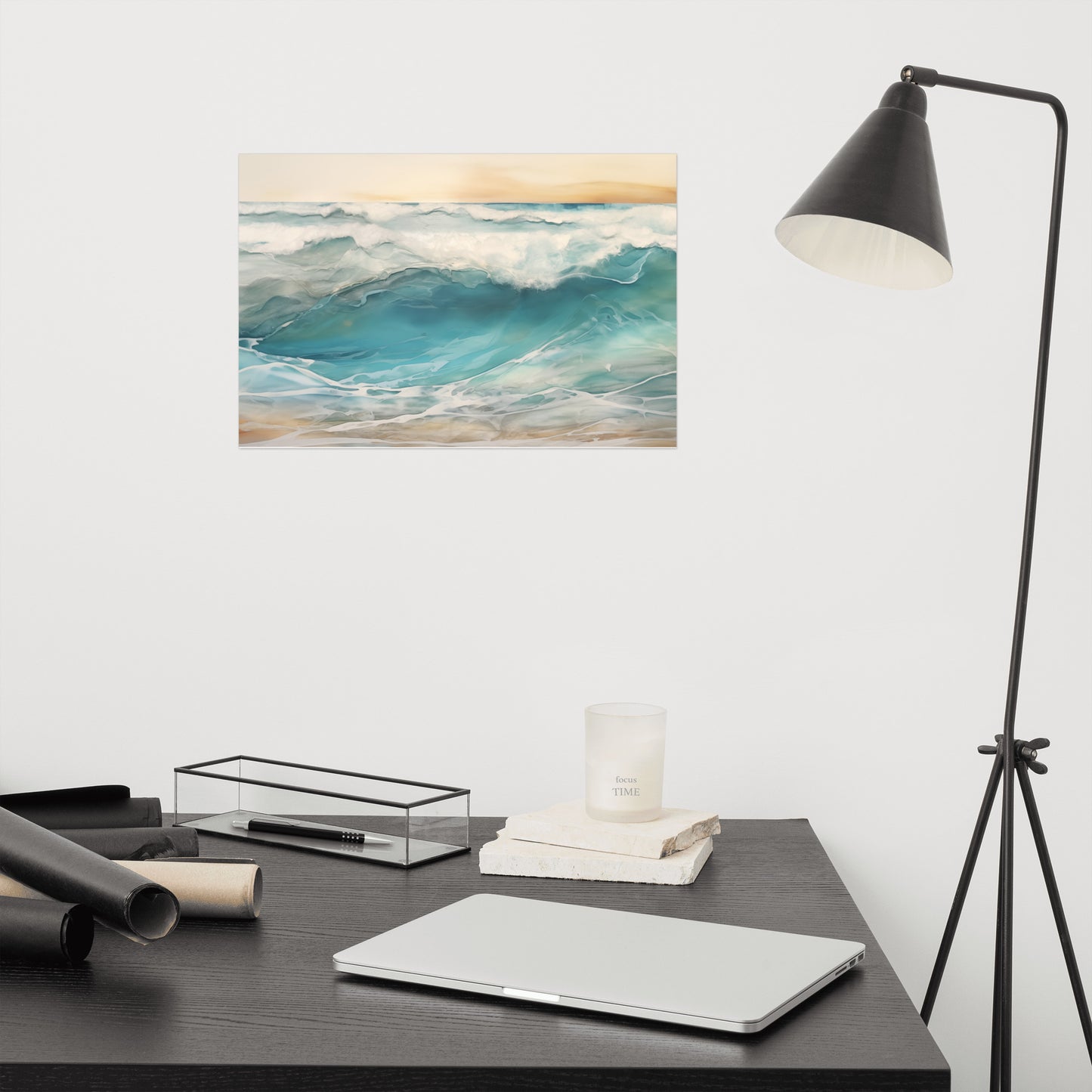 Aqua Awakening Encaustic Painting Digital Artwork Loose Art Print