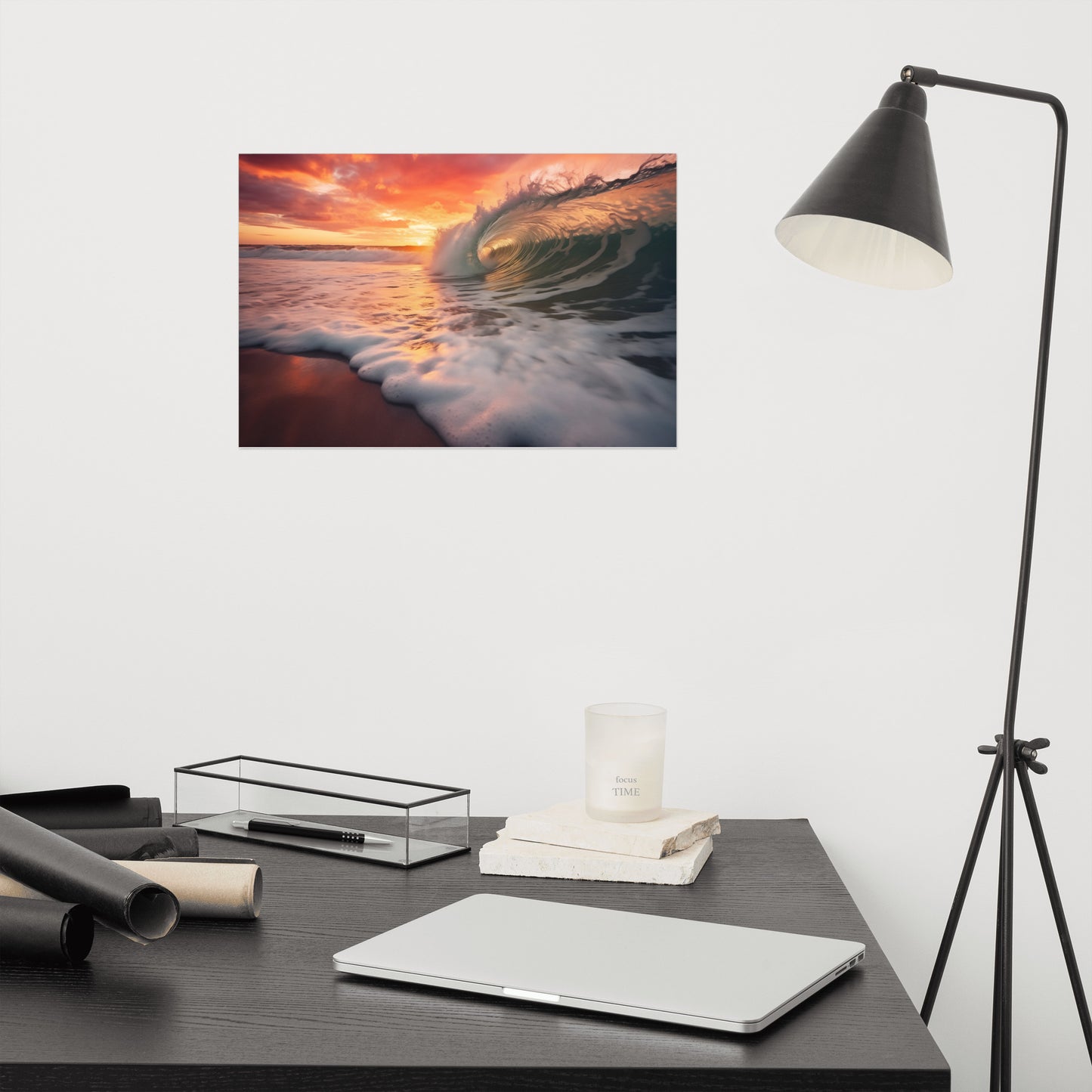 Golden Barrel Coastal Photorealistic Digital Painting Artwork Loose Art Print