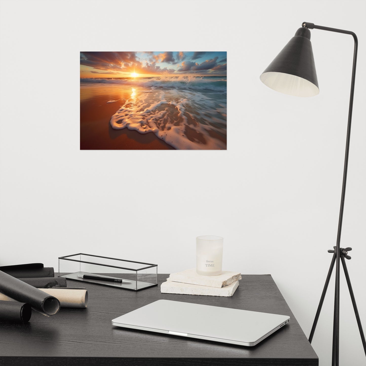 Ocean's Ember Realism Painting Digital Artwork Loose Art Print