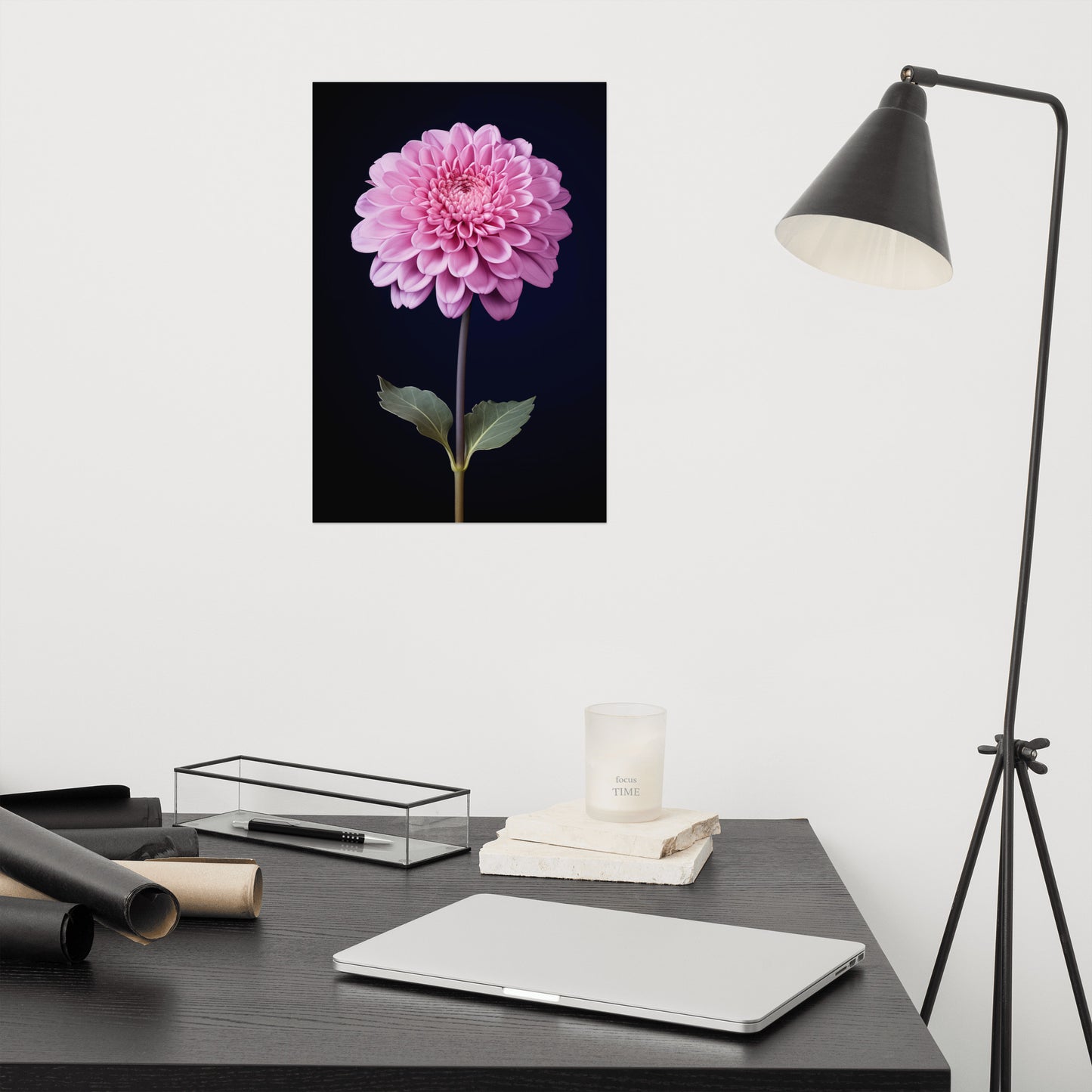 Soft Serenity Single Pink Flower Photorealistic Painting Digital Artwork Loose Art Print