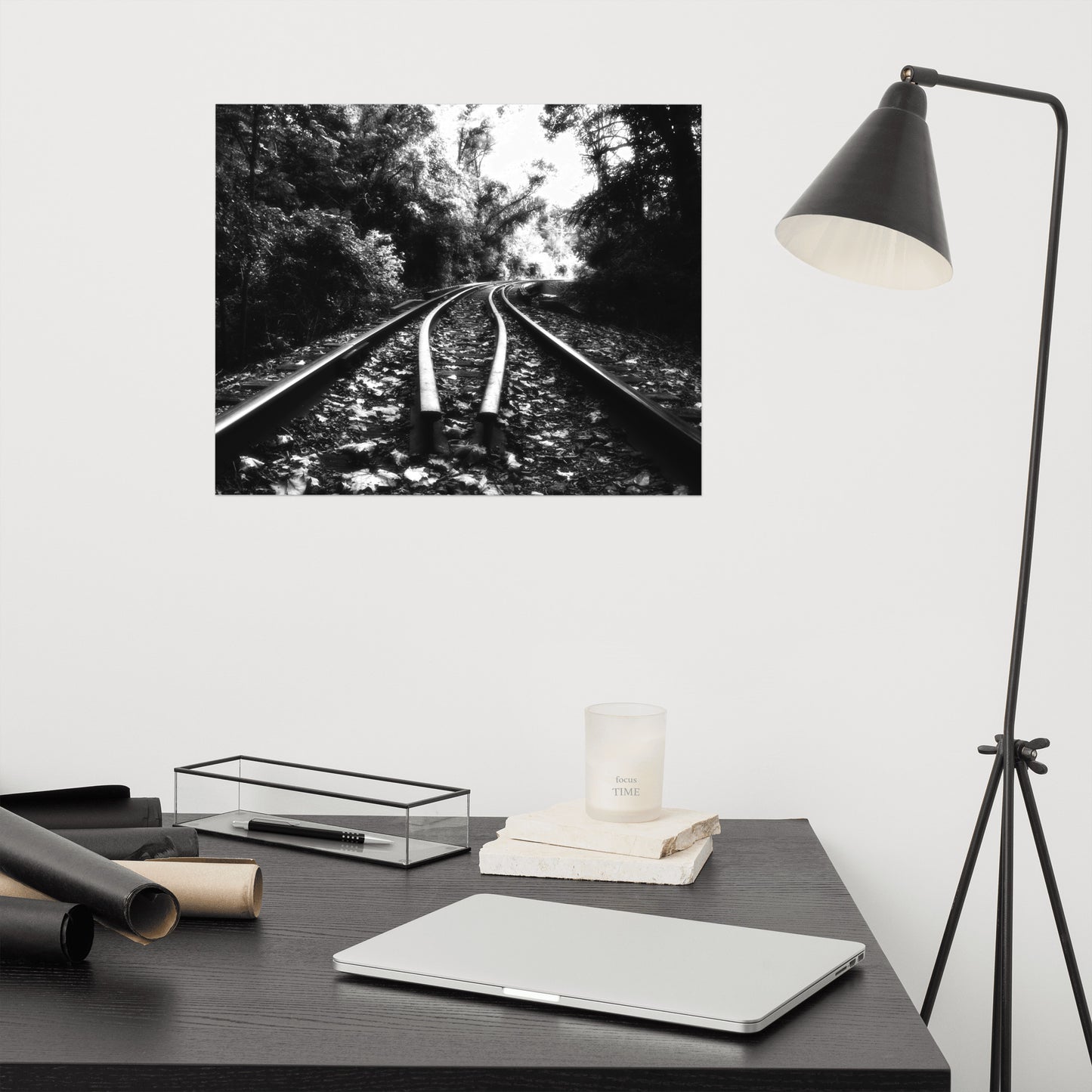 Lead Me Into The Light Black and White Rustic Industrial Farmhouse Style Landscape Photo Loose Wall Art Prints