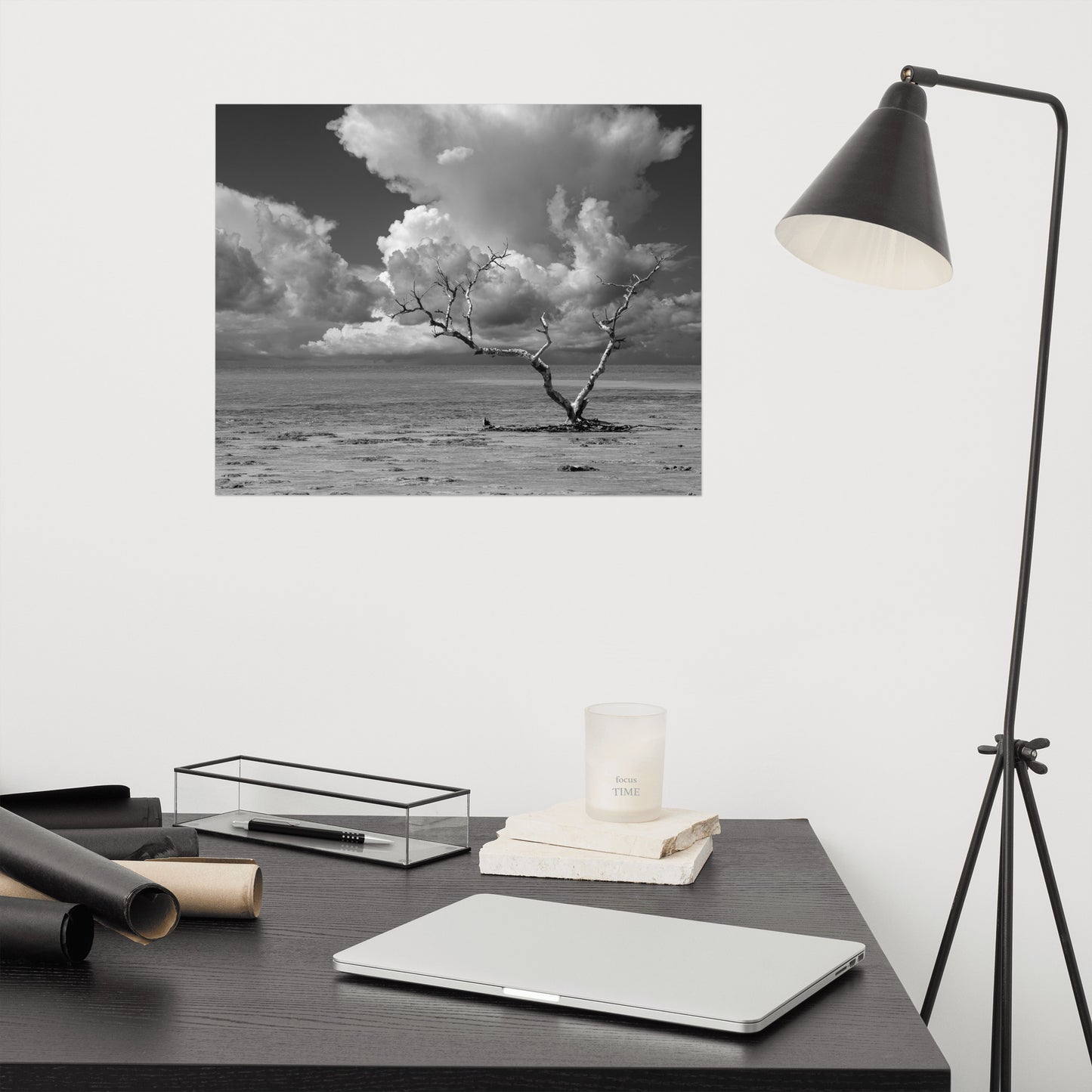 Wanderlust Black and White Coastal Landscape Photo Art Print