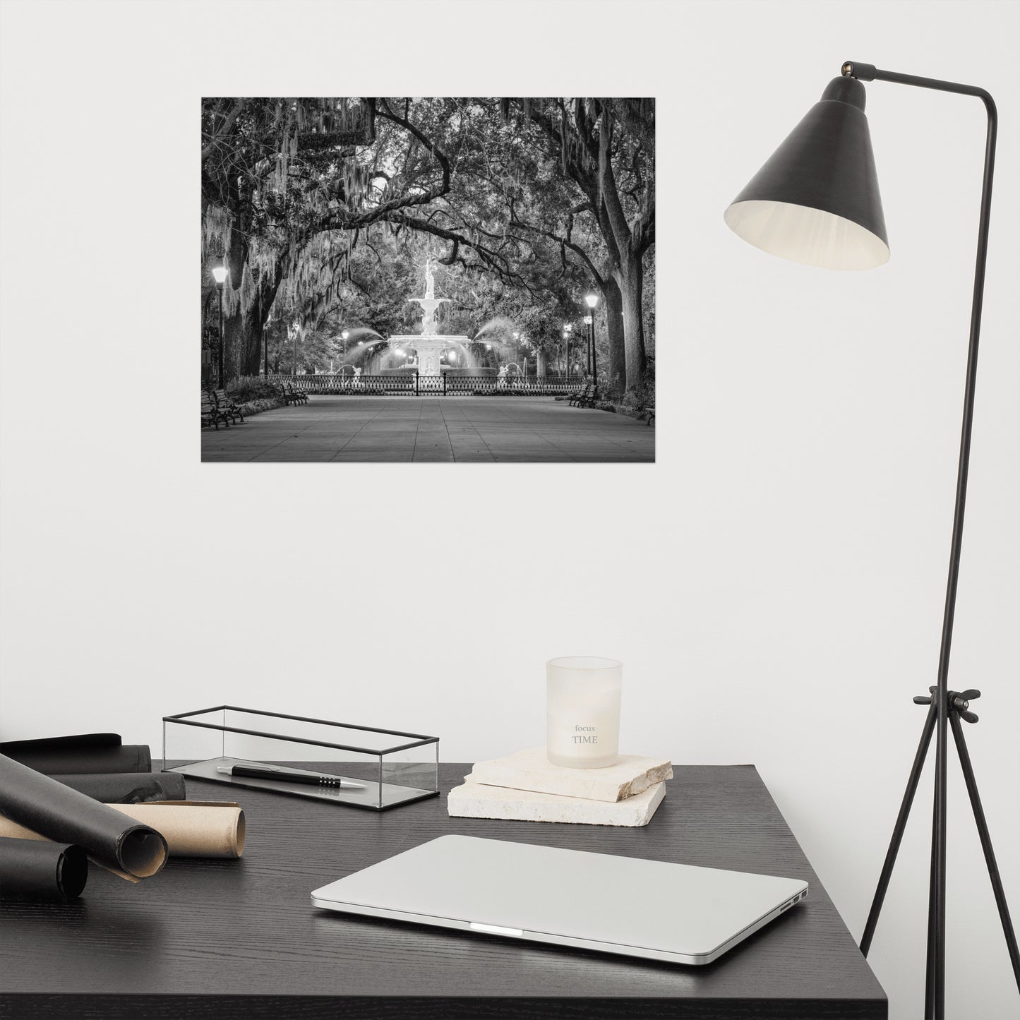 Fountain Forsyth Park Savannah Ga 4 Black and White Architectural Print Loose Wall Art Print