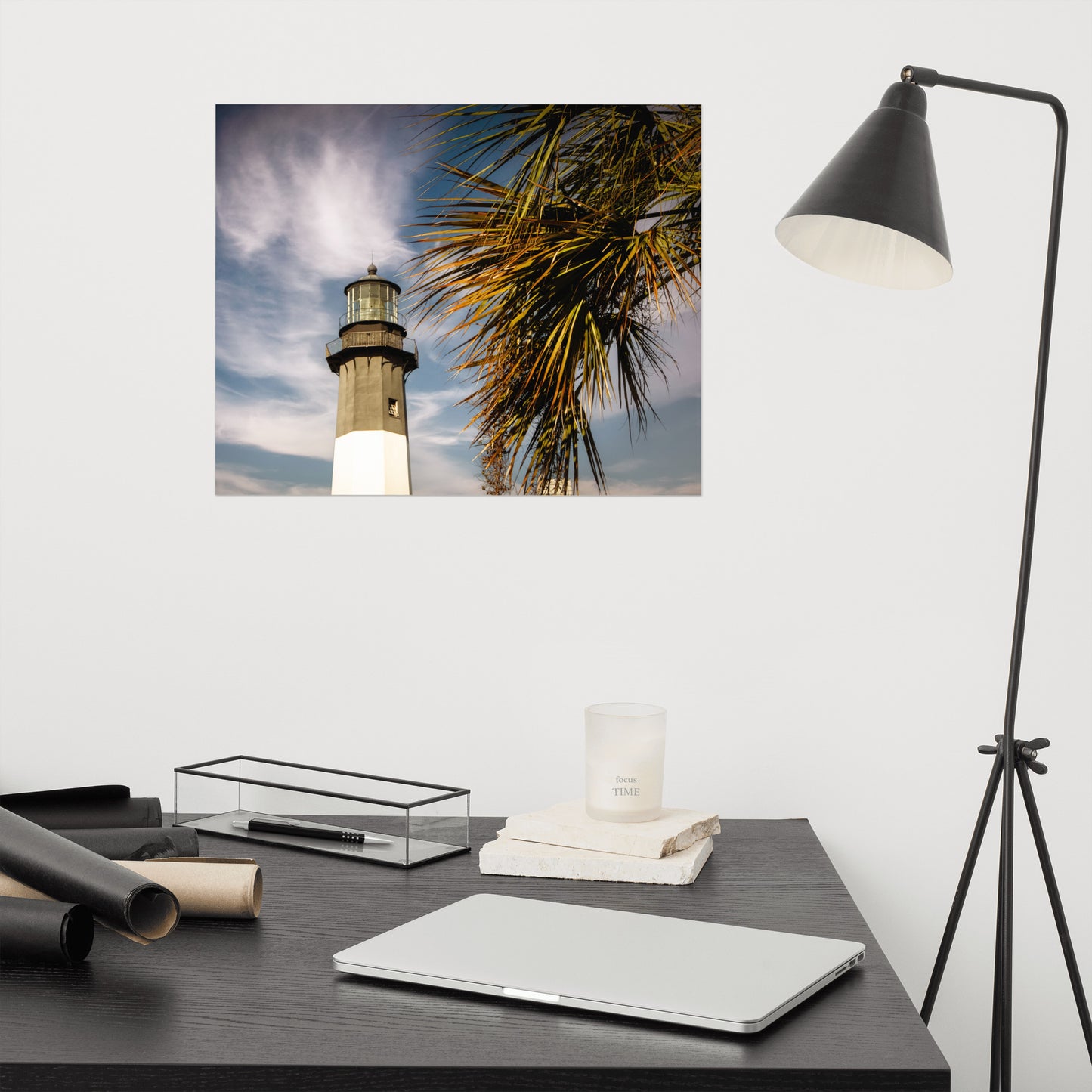 Tybee Island Lighthouse 2 Coastal Architectural Tropical Botanical Nature Photo Loose Wall Art Print