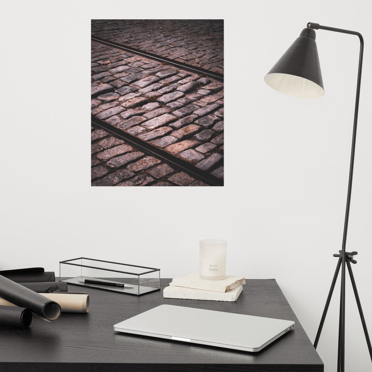 Train Tracks Cobblestone River Street Savannah Ga Rustic Farmhouse Style Industrial Photograph Loose Wall Art Print