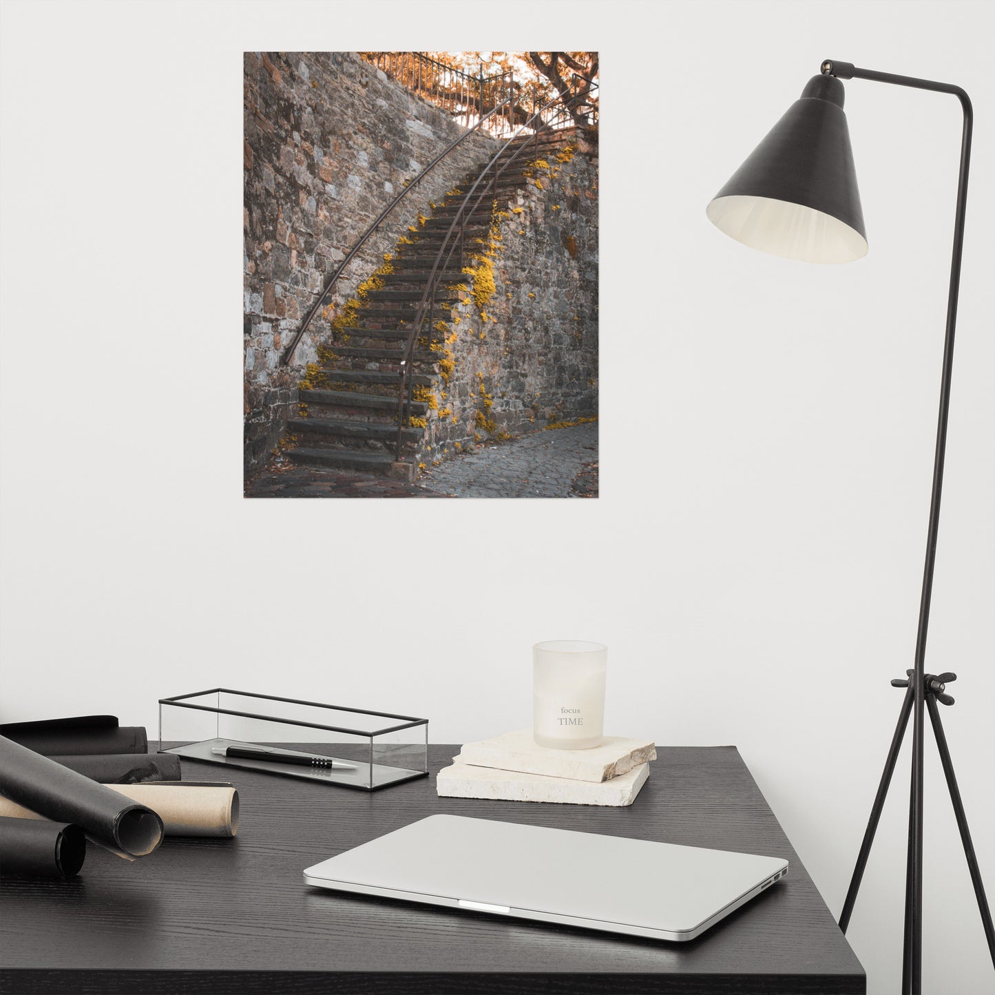 Old Stone Stairs River Street Savannah Ga Architectural Photo Loose Wall Art Print