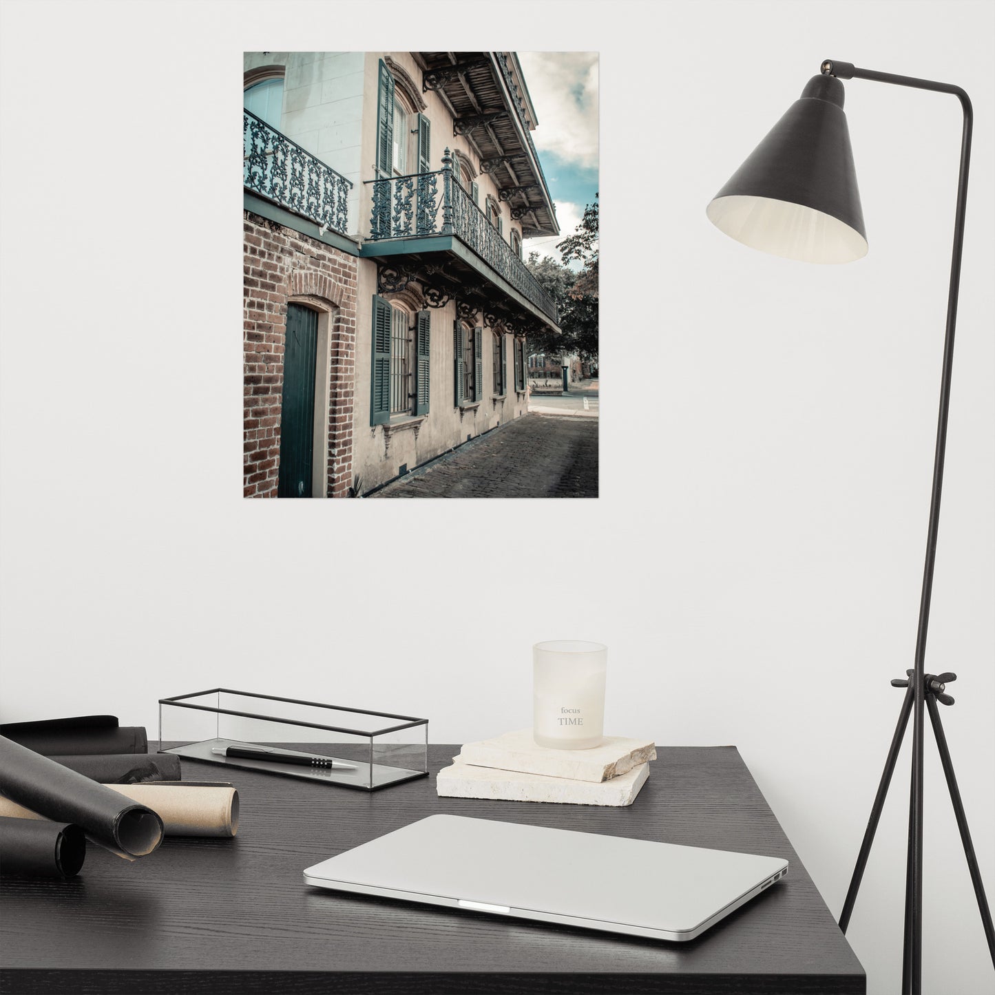 John Rourke House Wrought Iron Balcony Savannah GA Loose Wall Art Print