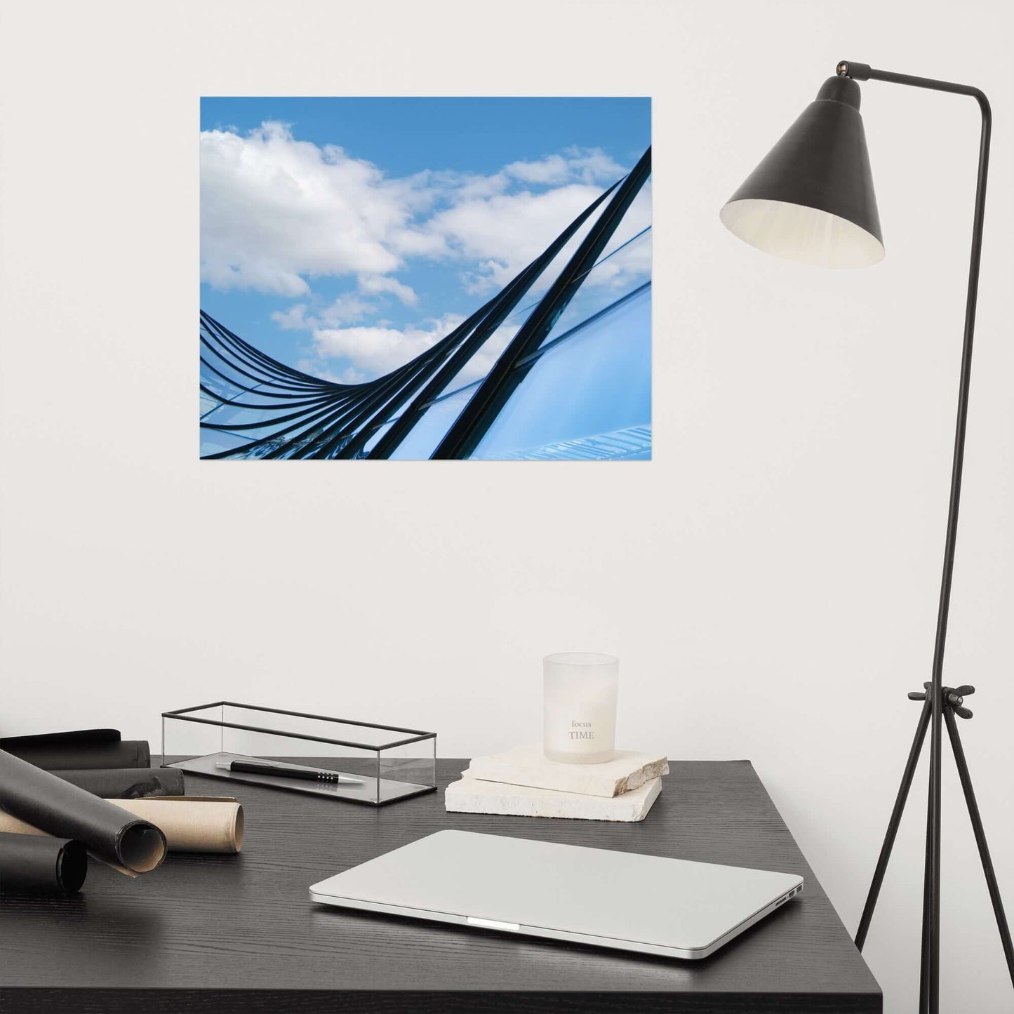 Architecture Photography Art: Glass and Azure Frameable Art Print