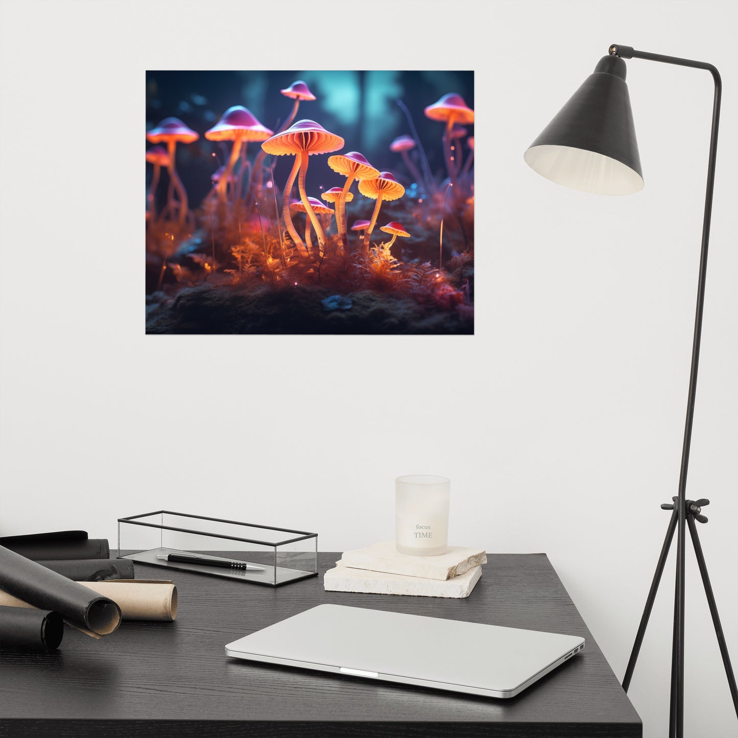 Cool Abstract Art: "Neon Nature Mushrooms" - Minimal / Modern / Botanical Unframed Print