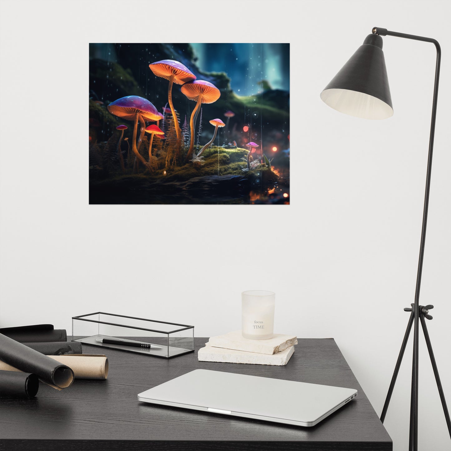 Abstract Decor: "Glowing Guardians" - Mushrooms - Minimal / Modern / Botanical Unframed Art Print