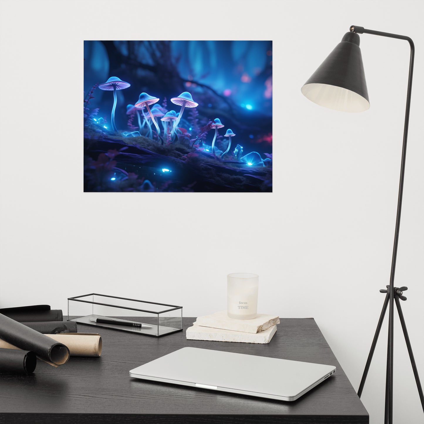 Modern Botanical Art Prints: "Forest of Illumination" Mushrooms - Abstract / Minimal - Unframed