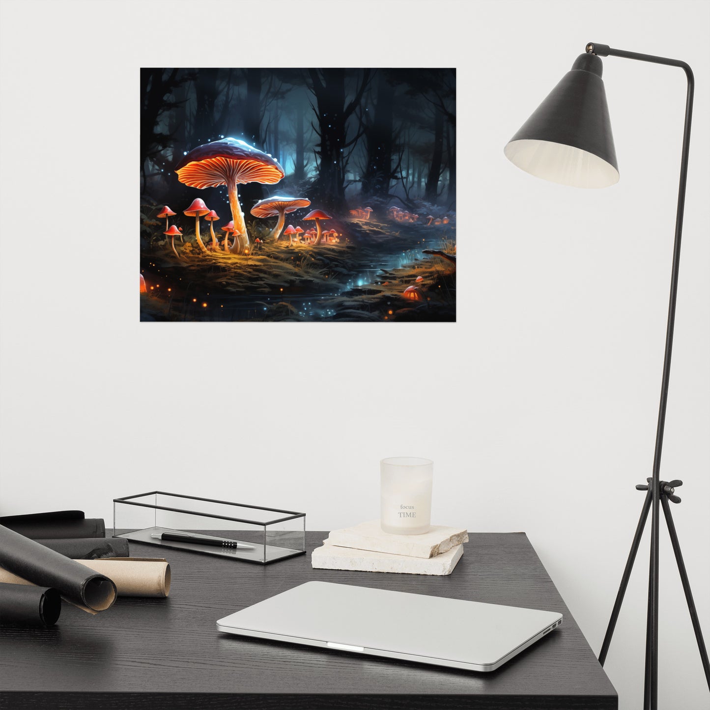 Modern Surrealism: "Fungus Lantern" Mushrooms - Abstract / Minimal / Botanical Unframed Art Print