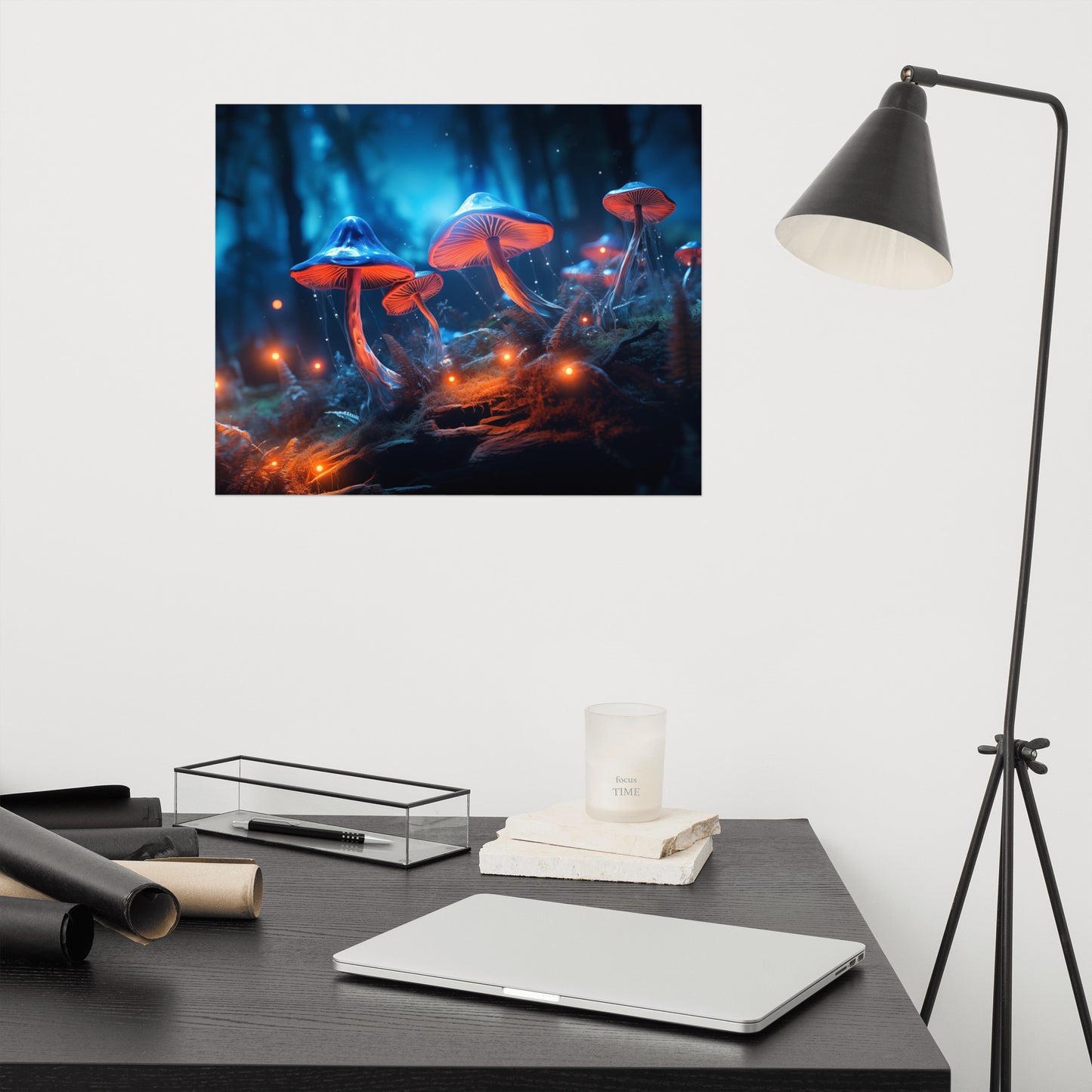 Modern Botanical Wall Art: "Glowshrooms Luminous Life" Mushrooms - Abstract / Minimal Loose Print