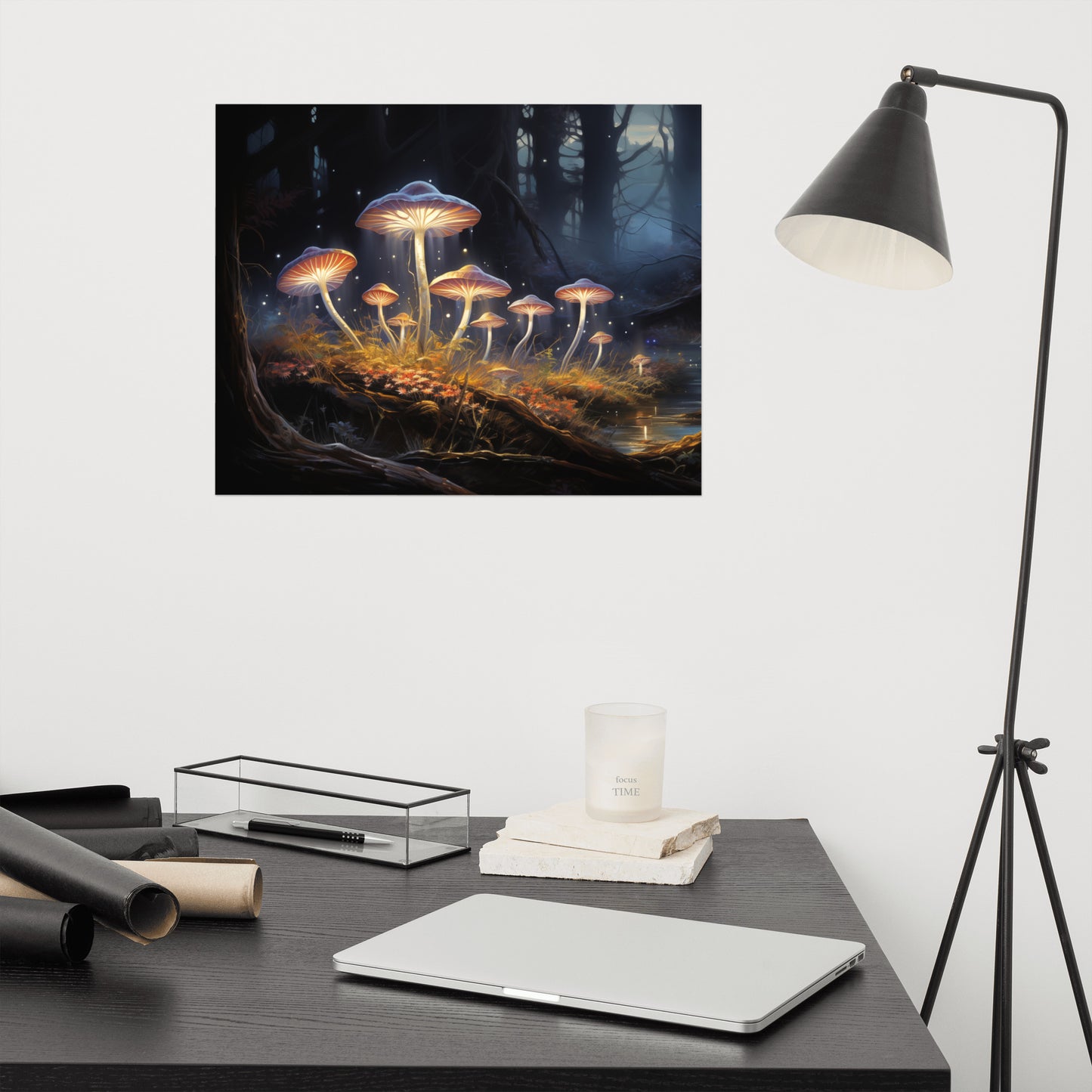 Surreal Art Prints: "Dreamy Nature's Neon" Mushrooms - Abstract / Minimal / Modern / Botanical Loose