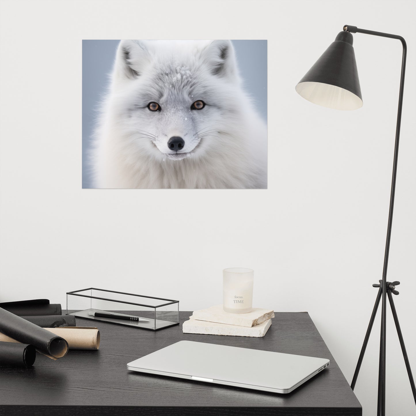 Arctic Fox in Winter Coat Photorealism - Digital Artwork Loose Print