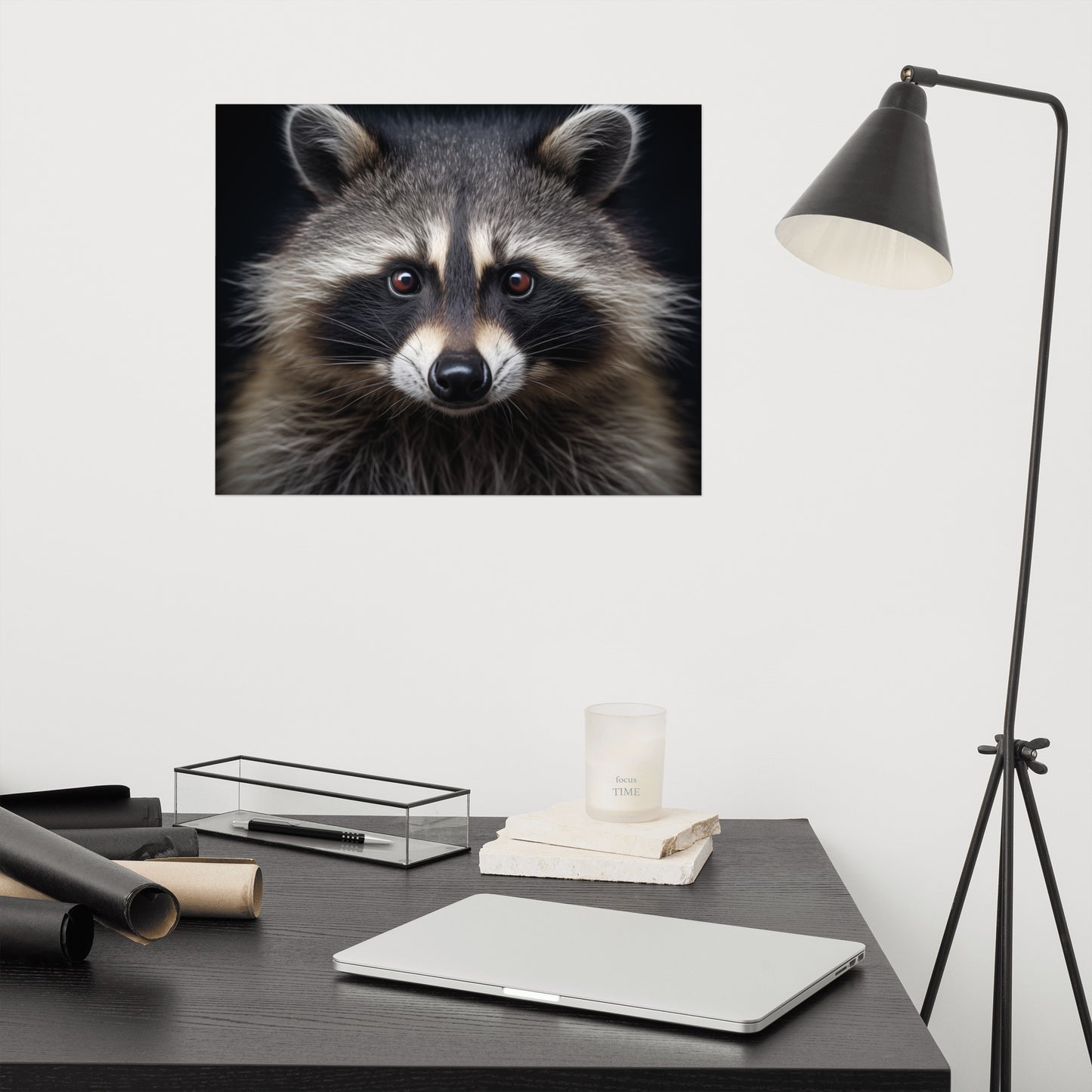 Bandit Eyes Raccoon Portrait Photorealism Painting- Digital Artwork Loose Print