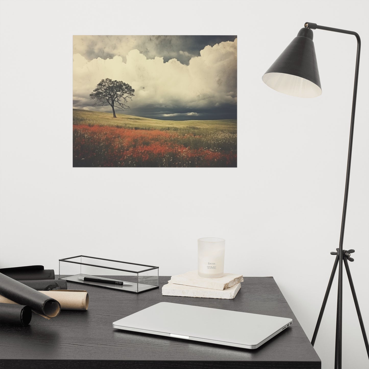 Beneath a Weathered Sky Subdued Retro Rustic Photorealism Painting - Digital Artwork Loose Art Print