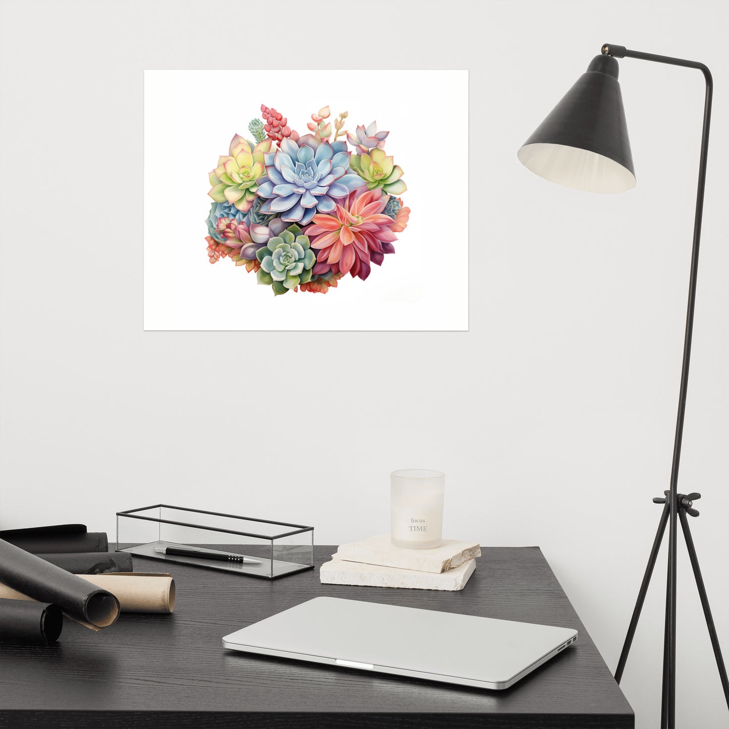 Blooming Succulents Watercolor Painting - Digital Artwork Loose Art Print