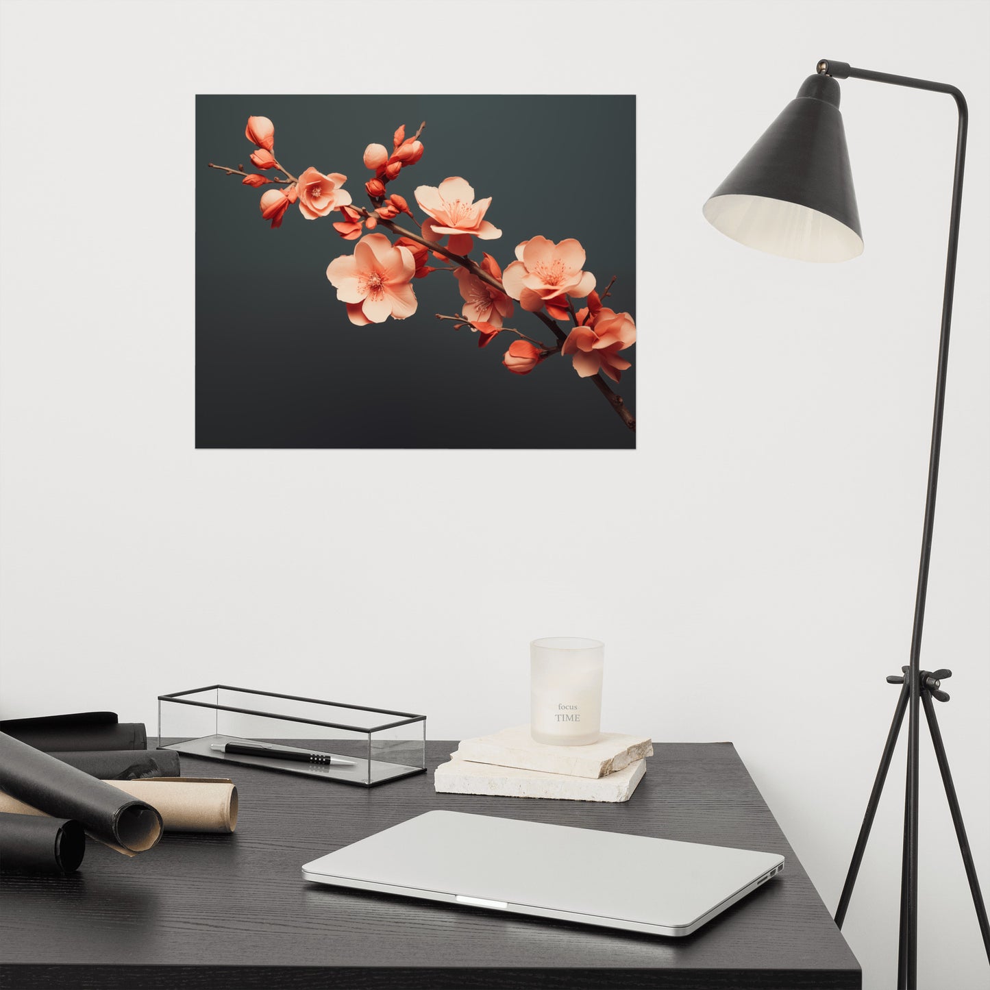 Blossom's Blush Coral Flowers Photorealism Painting - Digital Artwork Loose Art Print