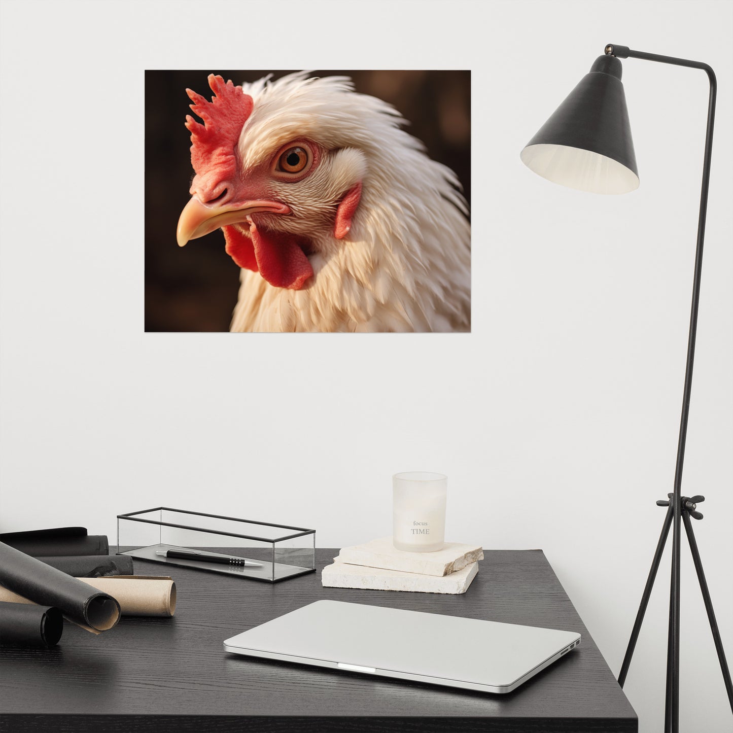 Brooding Beauty Chicken Photorealism Painting - Digital Artwork Loose Art Print