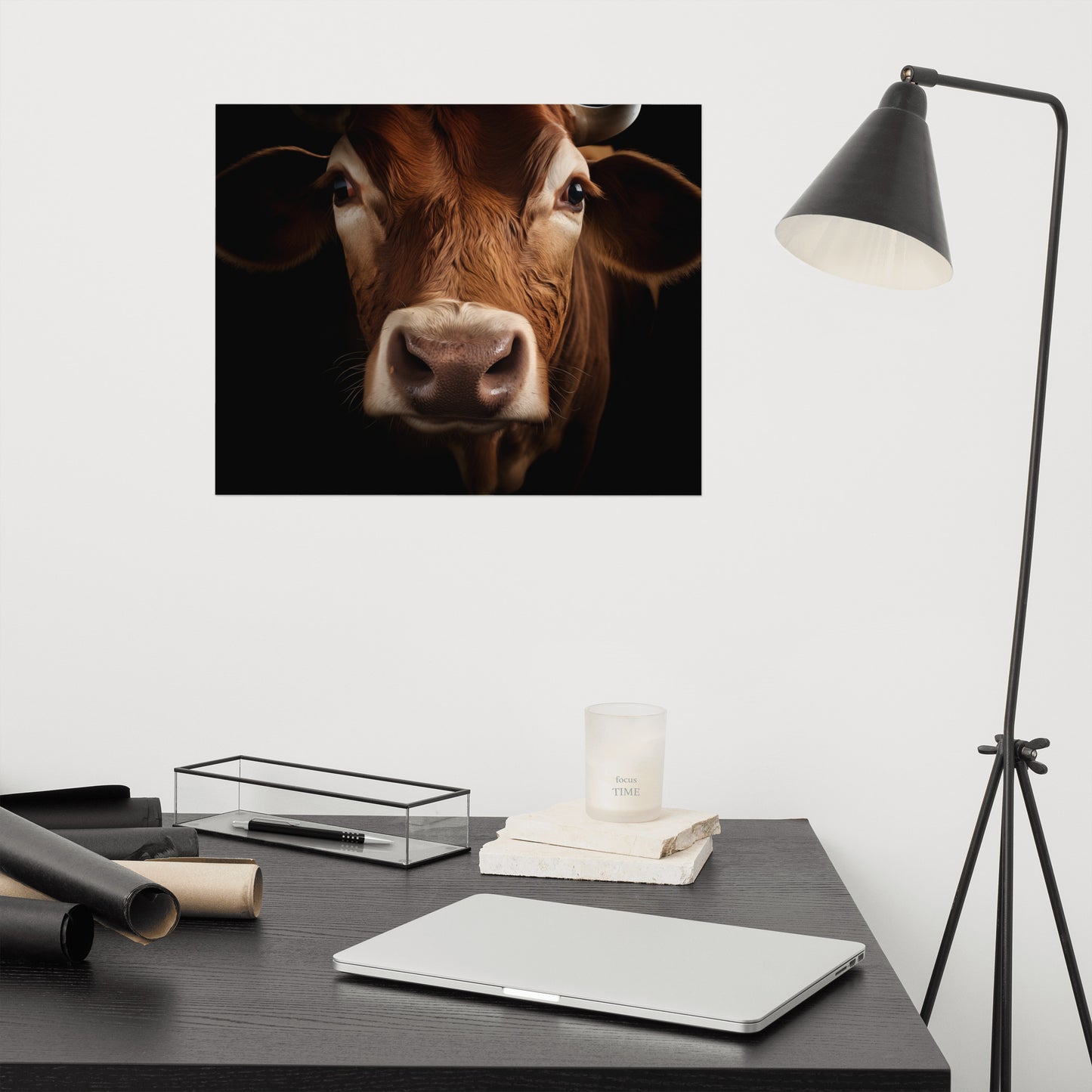 Bovine Beauty Cow Photorealism Painting - Digital Artwork Loose Art Print