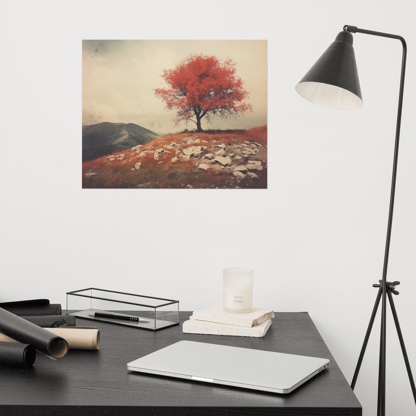 Country Wall Decoration: Crimson Peak Minimal Botanical Retro Subdued Photorealism - Digital Artwork Loose Art Print