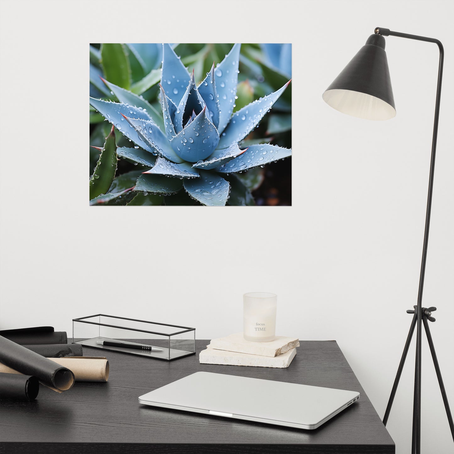 Botanical Painting: Delicate Agave Rustic Photorealism - Digital Artwork Loose Art Print