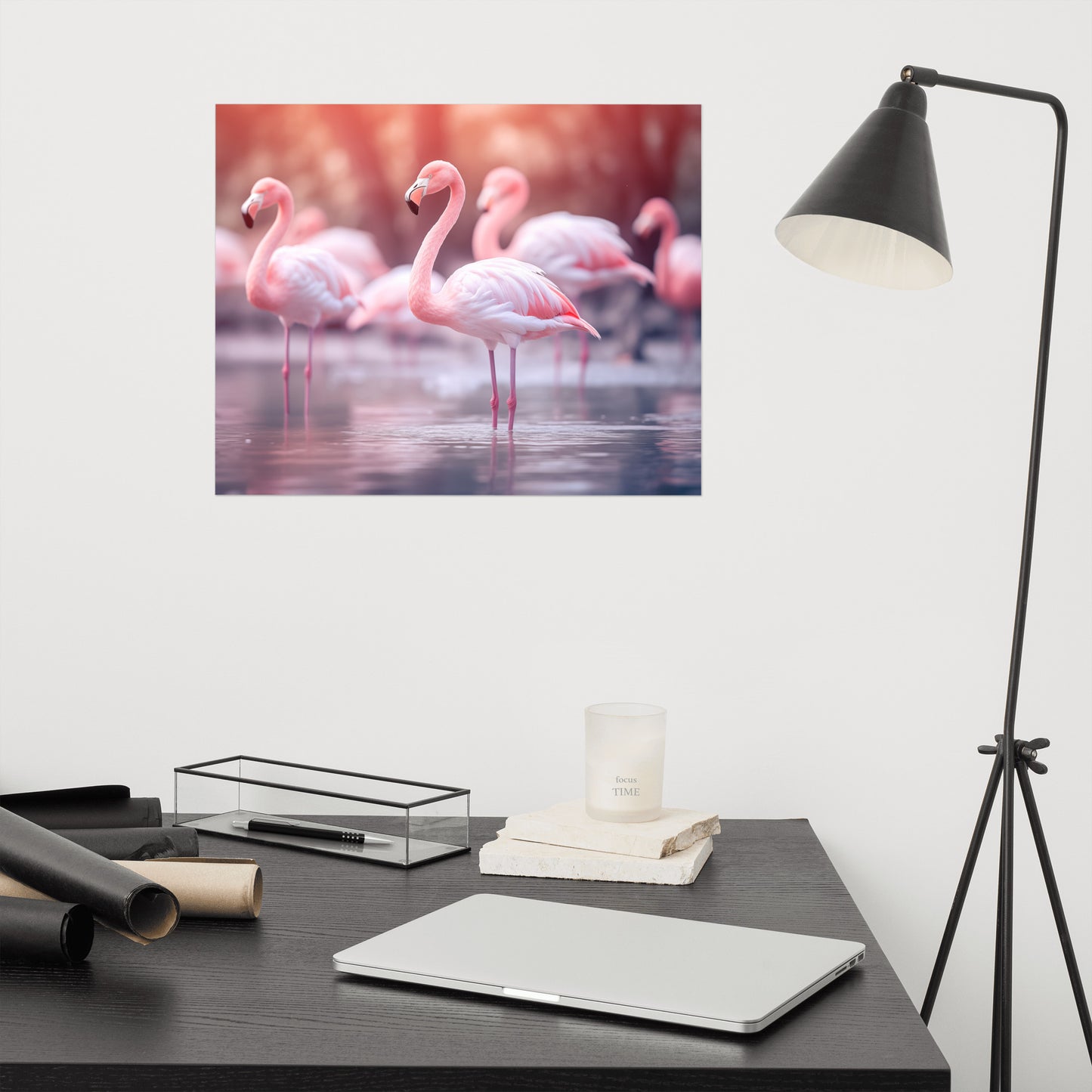 Harmony in Pink Wildlife Photorealistic Coastal Digital Artwork Loose Art Print