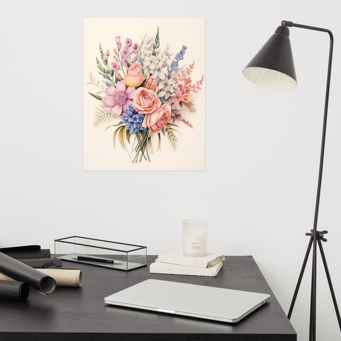Impressionistic Floral Study Colorful Bouquet Color Pencil Drawing - Digital Artwork Loose Art Print
