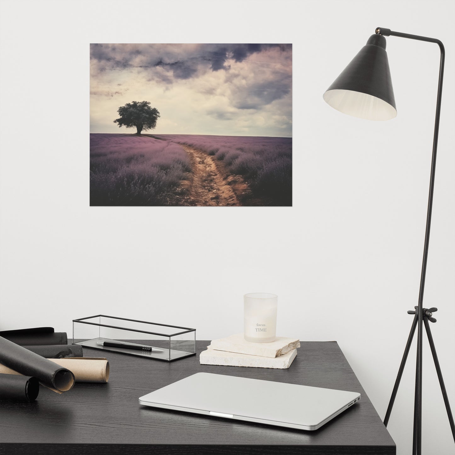 Lavender Dreamscape Minimal Floral Botanical Retro Subdued Photorealism - Digital Artwork Loose Art Print