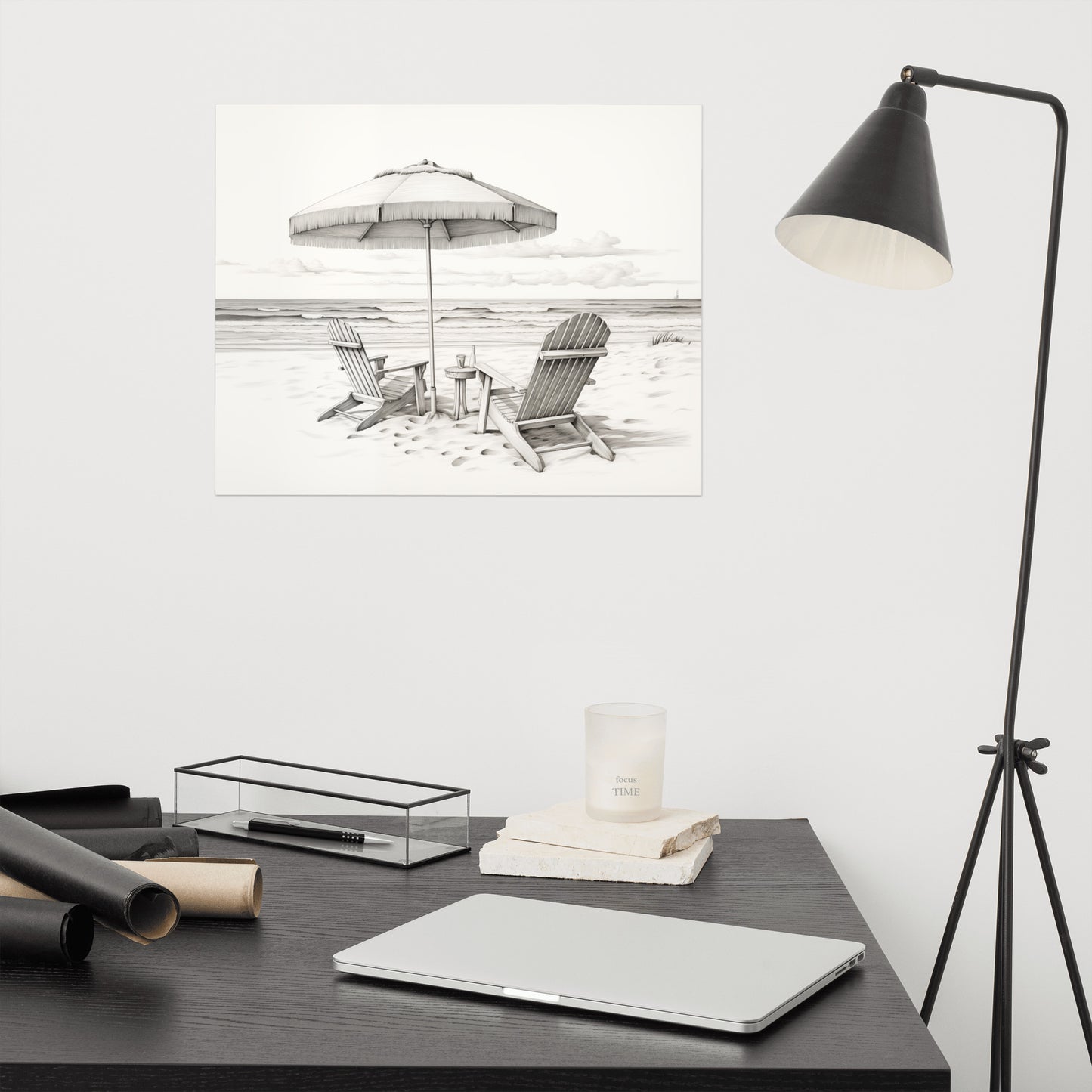 Serenity's Silence Pencil Sketch - Digital Artwork Loose Art Print