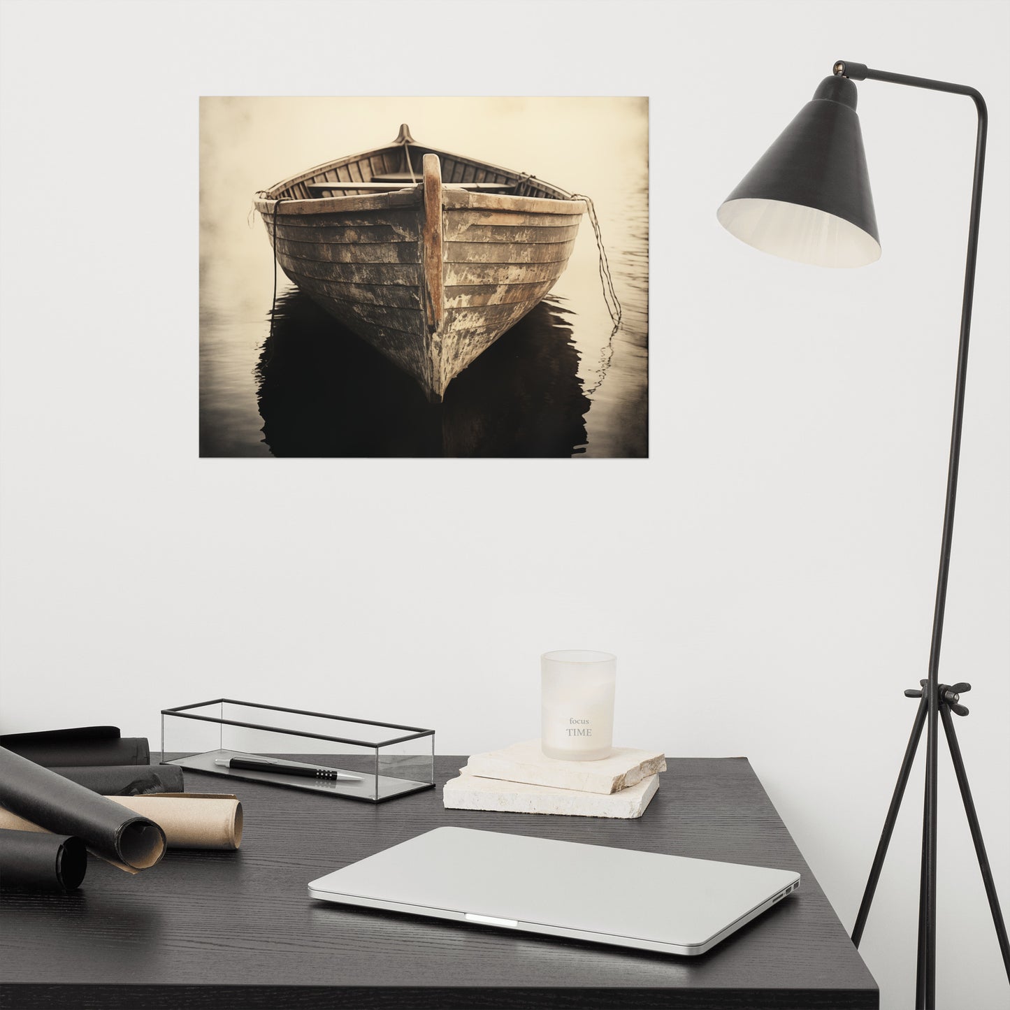 Solitary Sojourn Subdued Retro Coastal Photorealism - Digital Artwork Loose Art Print